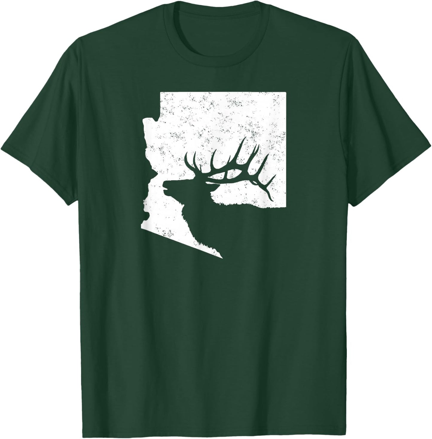 Arizona Elk Hunting Design - Bull Elk AZ State Shape T-Shirt - T-Shirt | Forest