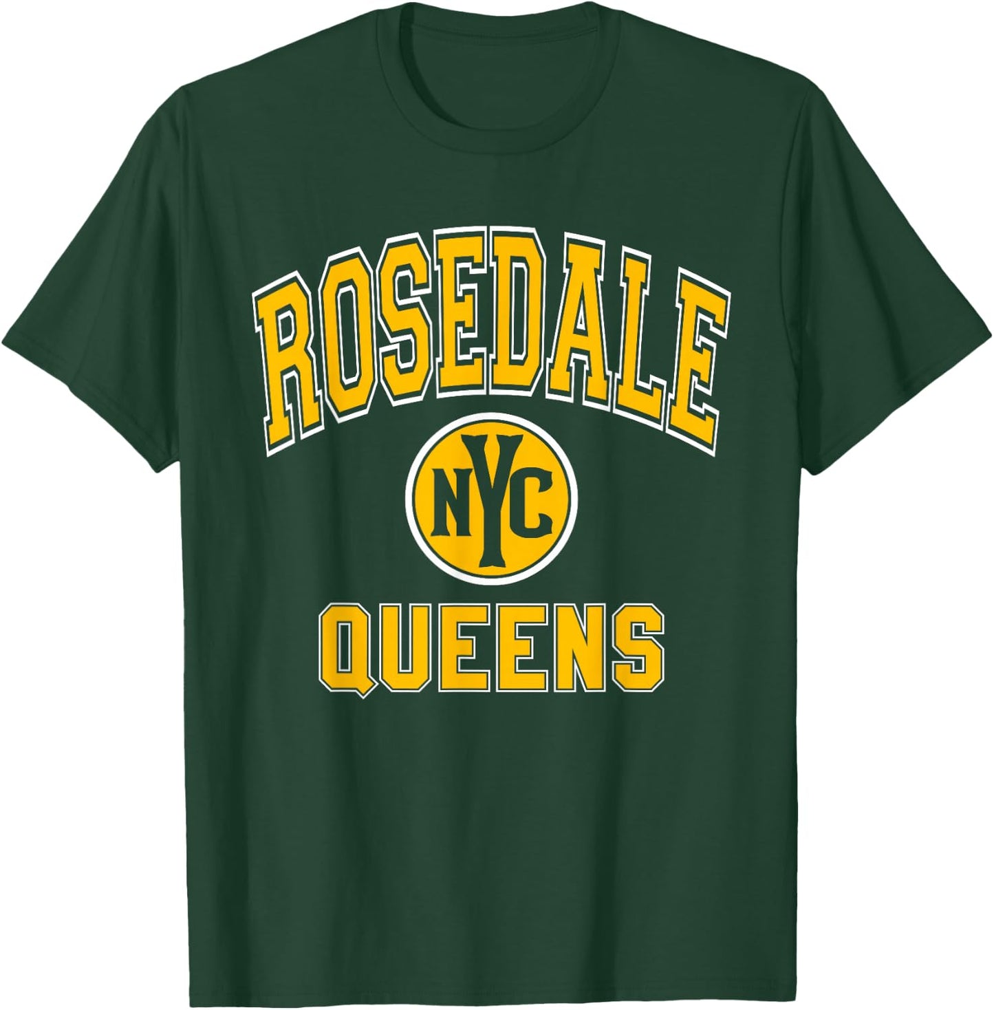 Rosedale Queens Text NYC Circle Amber Print T-Shirt - T-Shirt | Forest