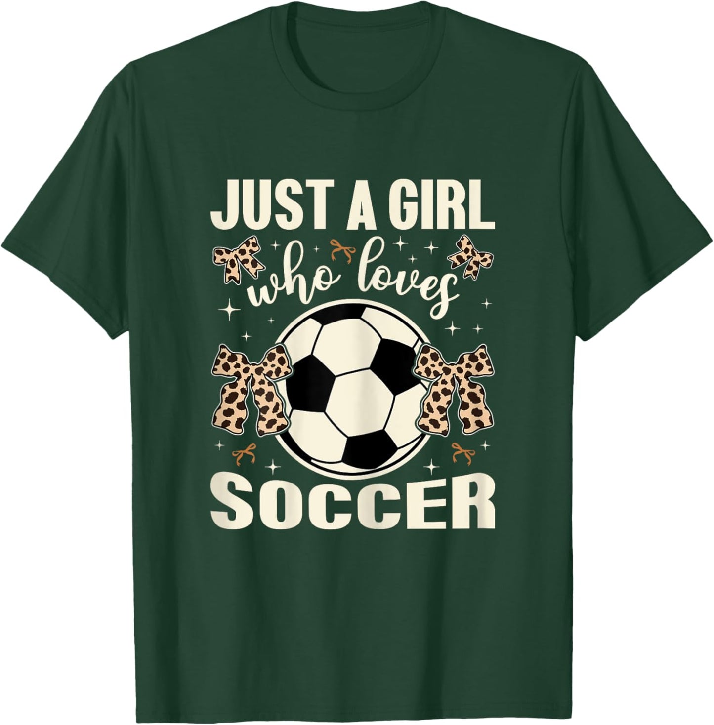 Just A Girl Who Loves Soccer Cheetah Print Kids Girls Soccer T-Shirt - T-Shirt | Forest