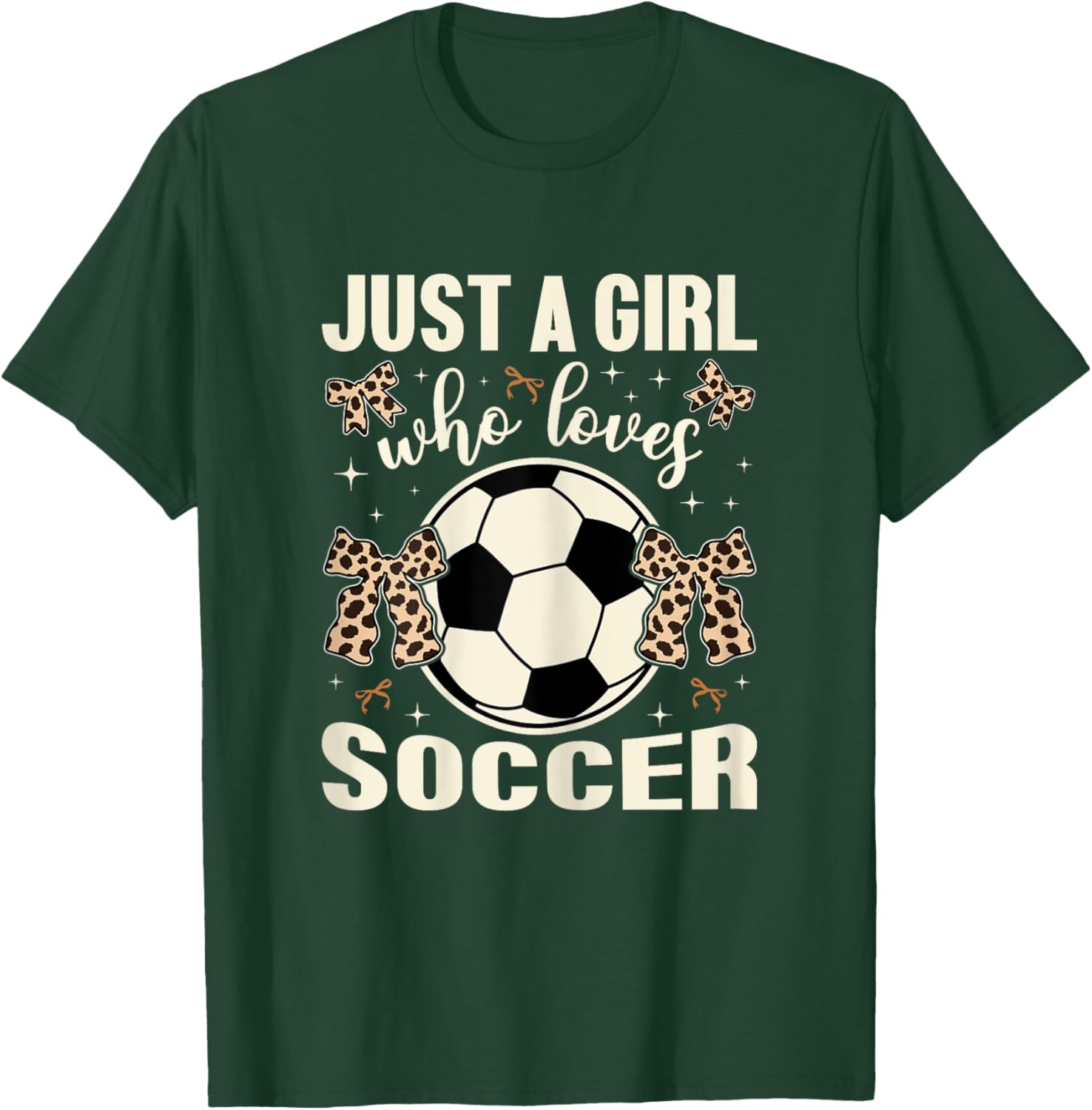 Just A Girl Who Loves Soccer Cheetah Print Kids Girls Soccer T-Shirt - T-Shirt | Forest