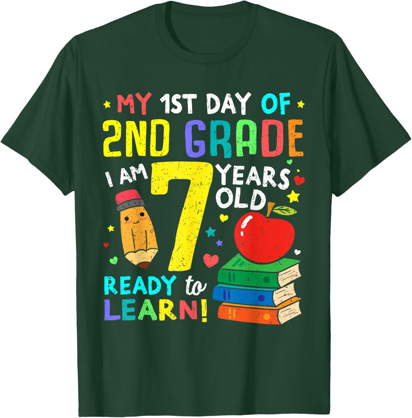 2nd Grade Back to First Day of School Shirt Boys Girl Gift T-Shirt - T-Shirt | Forest