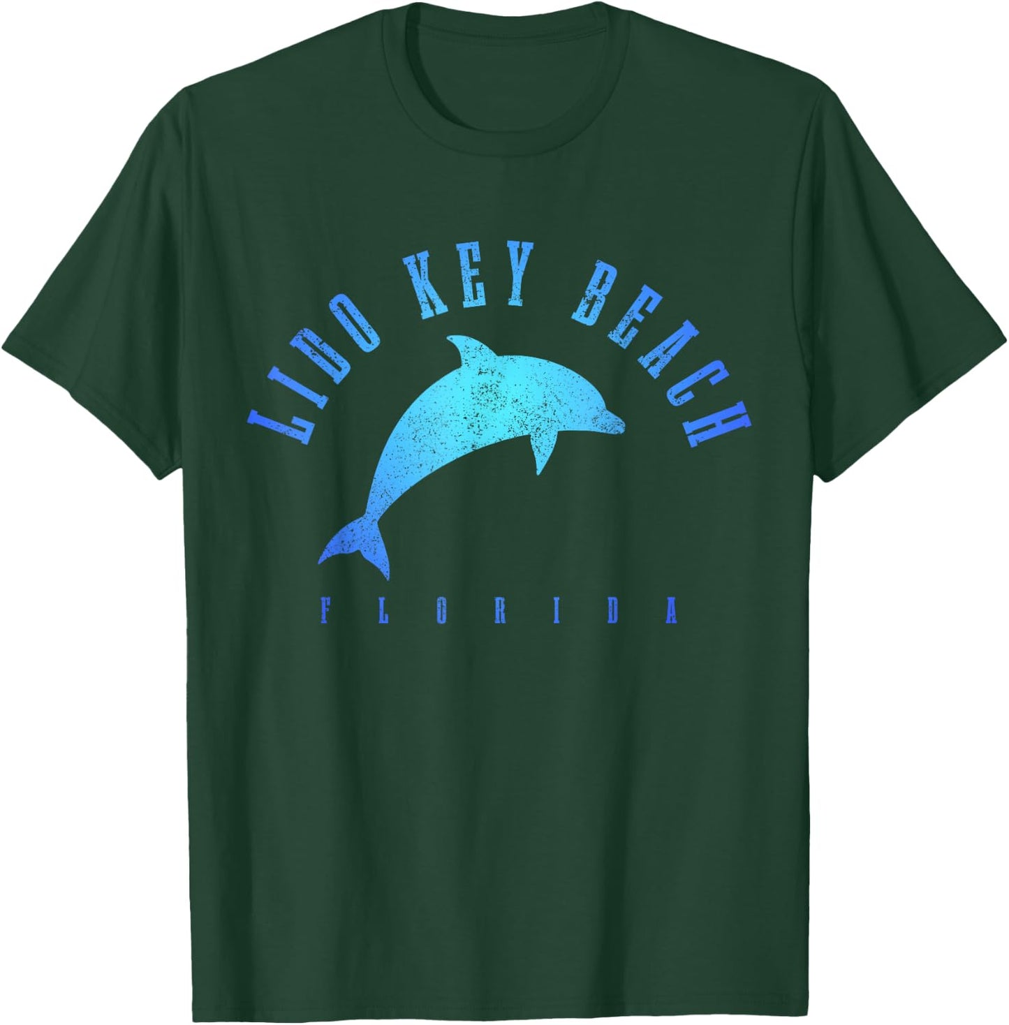 Lido Key Beach Florida FL Vintage Dolphin Holiday T-Shirt - T-Shirt | Forest