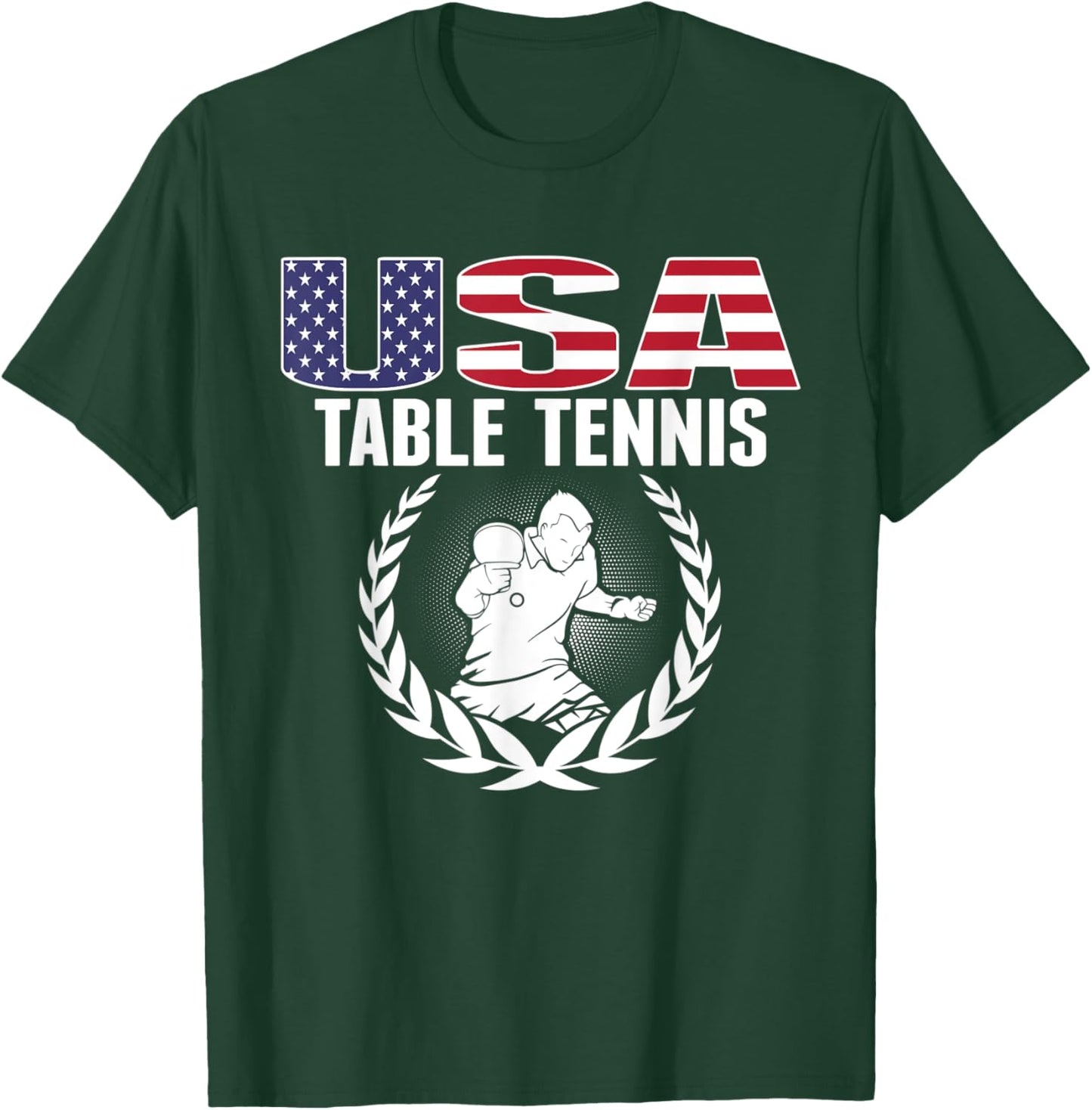 Proud America Table Tennis Lovers Jersey USA Flag Ping Pong Kids Men T-Shirt - T-Shirt | Forest