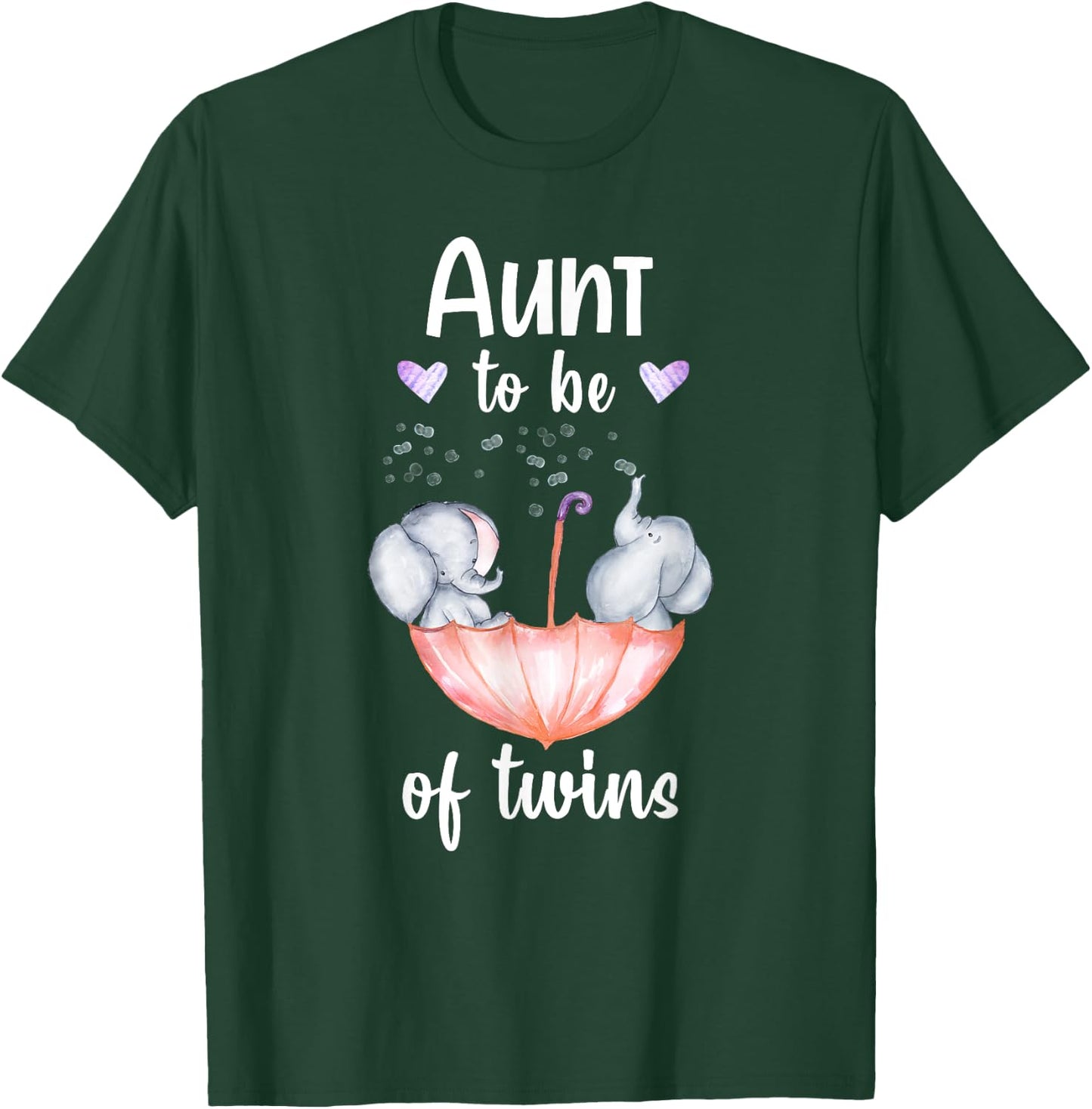 Aunt To Be Of Twins Baby Shower Elephant T-Shirt - T-Shirt | Forest