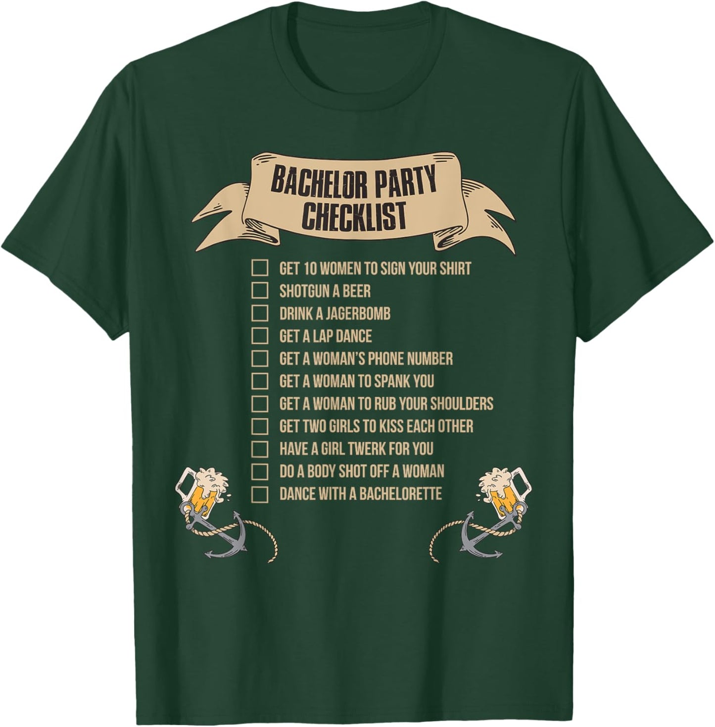 Bachelor Party Checklist T-Shirt - T-Shirt | Forest