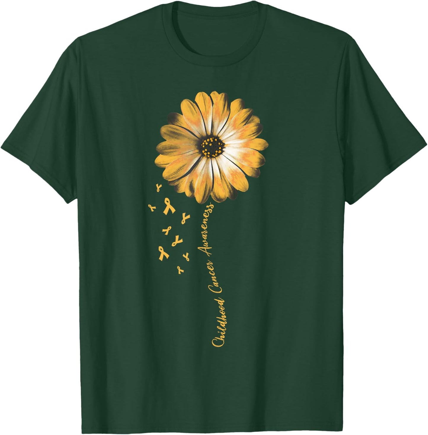 Daisy Flower Childhood Cancer Awareness Gifts T-Shirt - T-Shirt | Forest