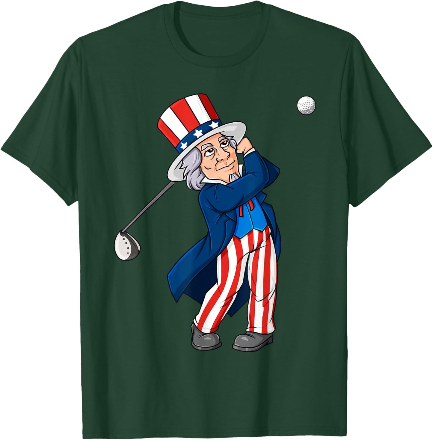 Uncle Sam Golfing 4th Of July Patriotic Boys Kids Teens Golf T-Shirt - T-Shirt | Forest