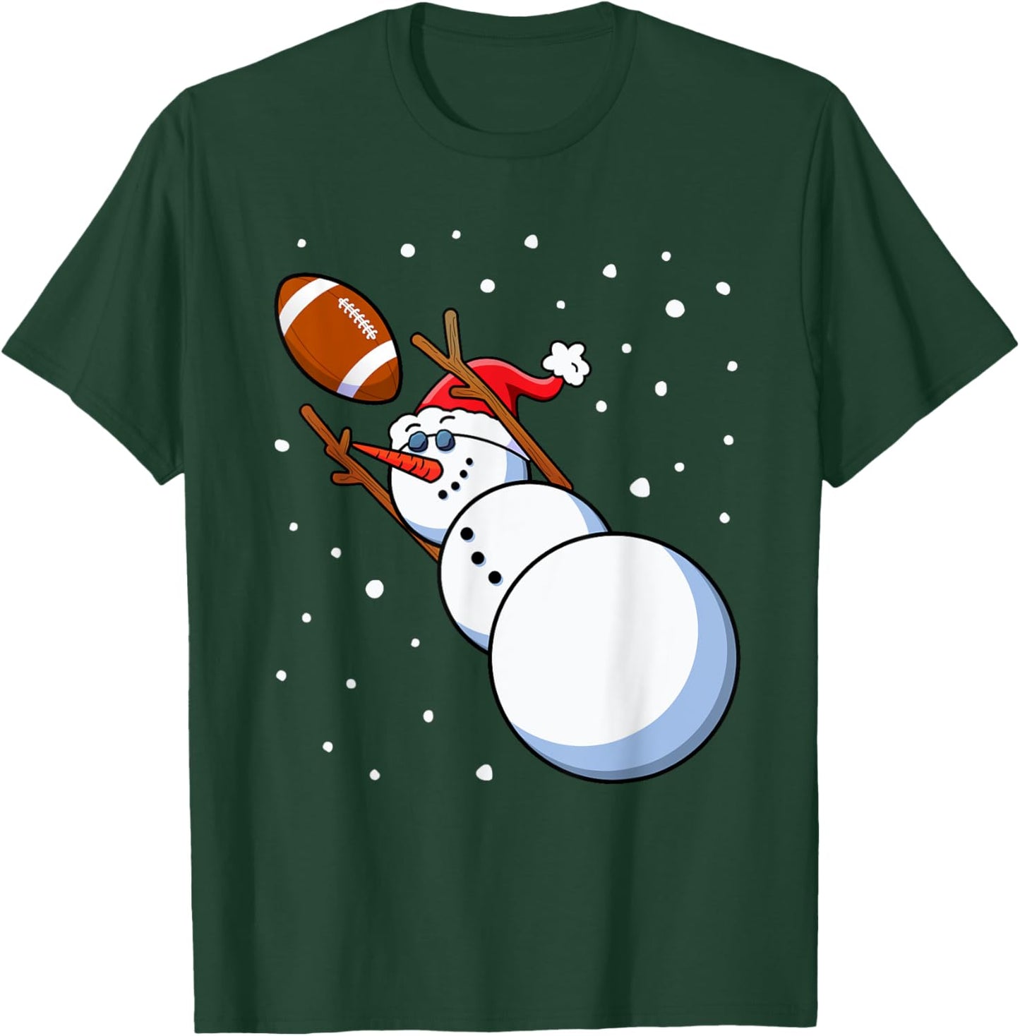 Snowman Football Player Santa Hat Men Boys Christmas Sports T-Shirt - T-Shirt | Forest
