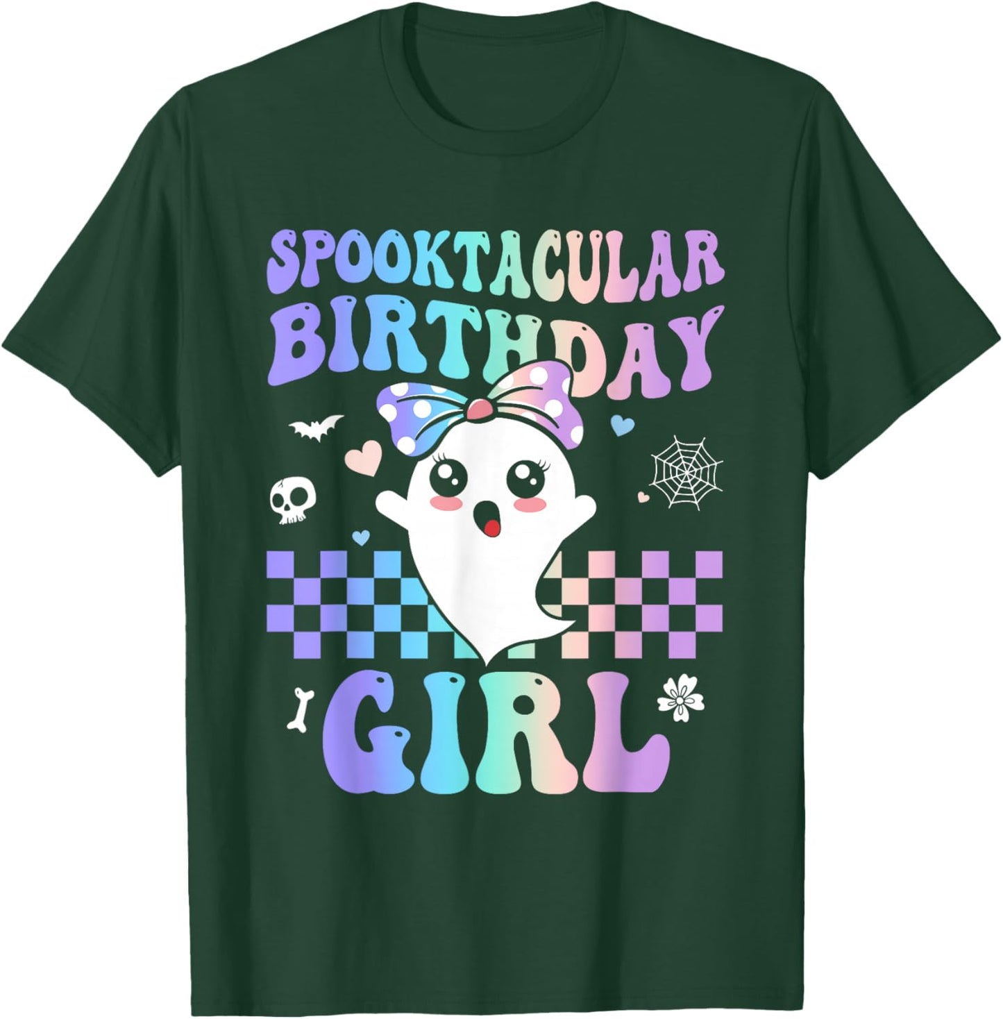 Spooktacular Birthday Cute Ghost Halloween Birthday Kid Girl T-Shirt - T-Shirt | Forest