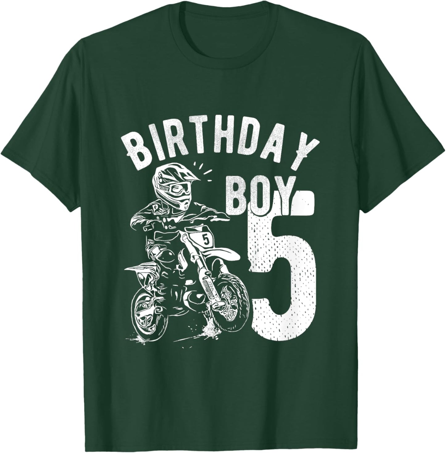 Kids 5 years old kid - Birthday boy - Dirt bike - Motorcycle T-Shirt - T-Shirt | Forest