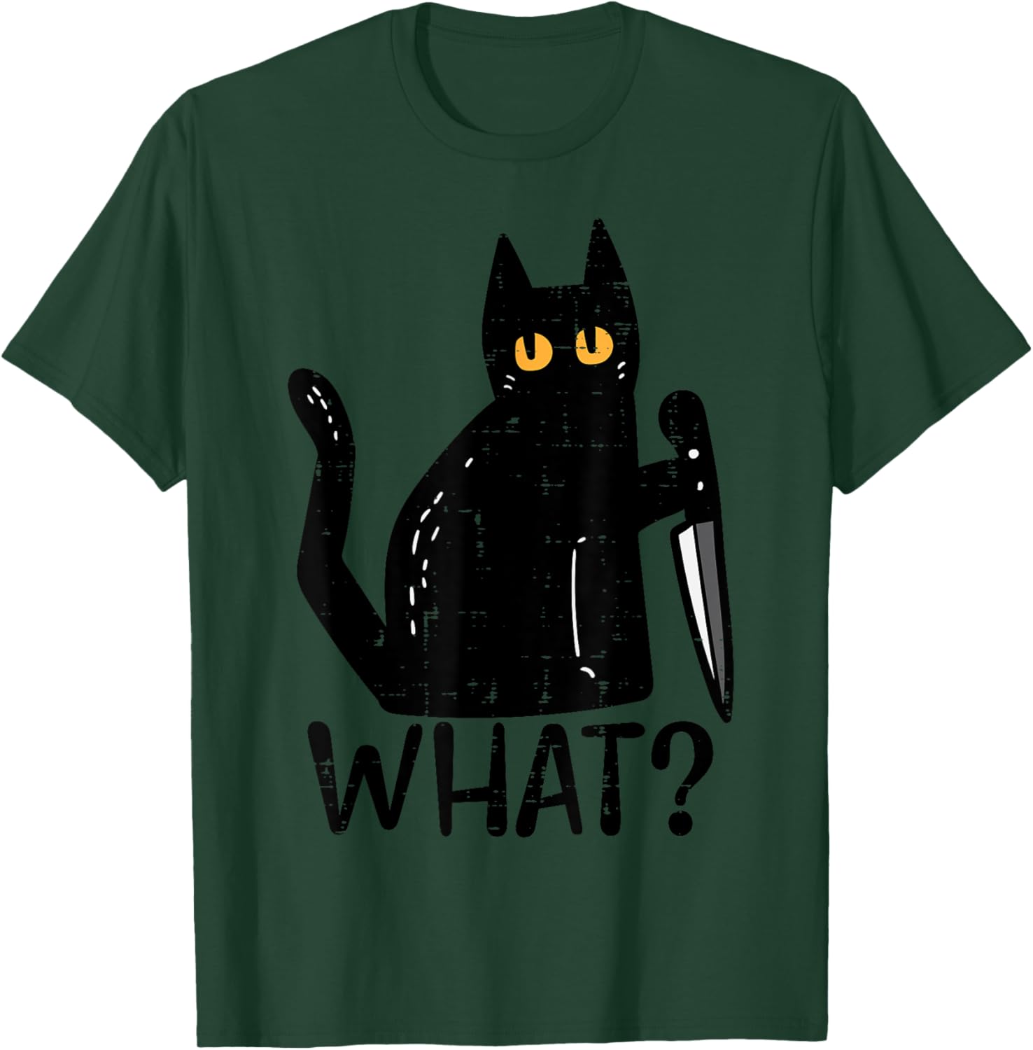 Black Cat What Knife Funny Murderous Halloween Pet Men Women T-Shirt - T-Shirt | Forest