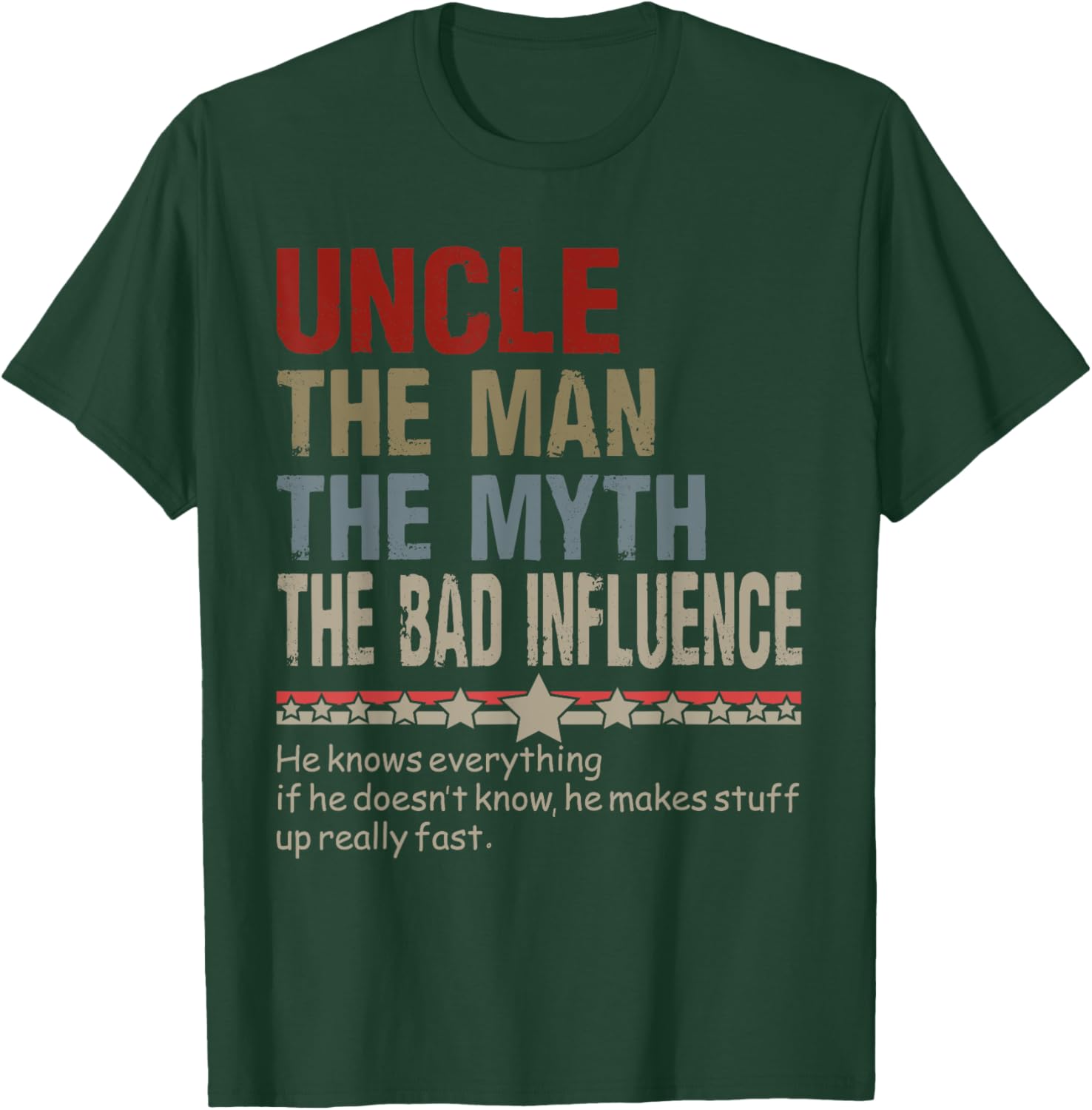 Uncle The Man The Myth The Bad Influence Father's Day T-Shirt - T-Shirt | Forest