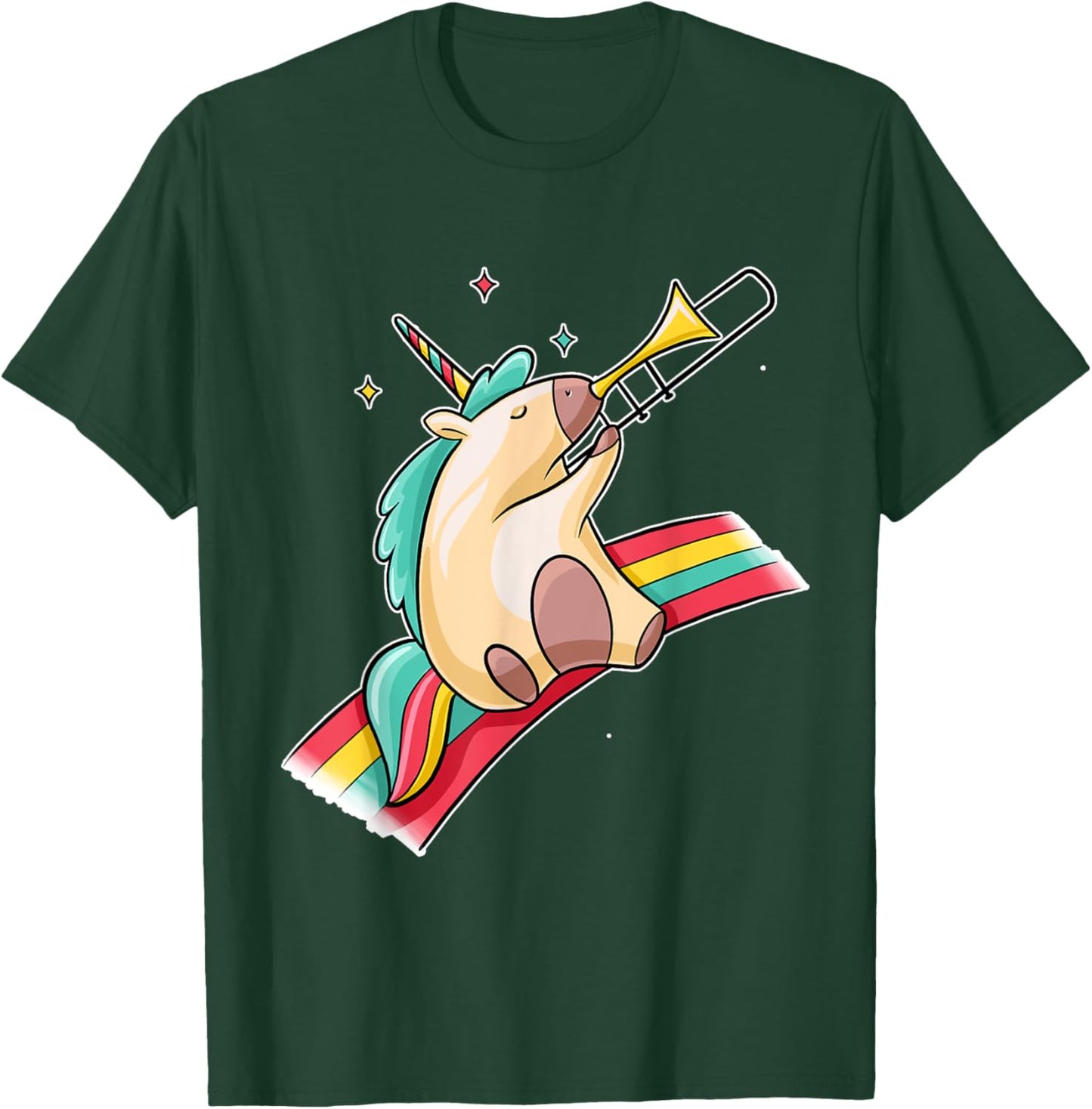 Funny Rainbow Unicorn Trombone Player Lover Gift Trombonist T-Shirt - T-Shirt | Forest