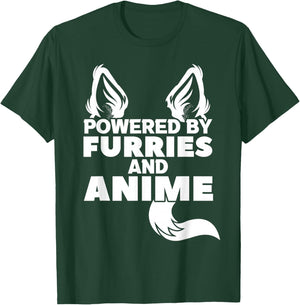 Powered by Furries and Anime Furry T-Shirt - T-Shirt | Forest