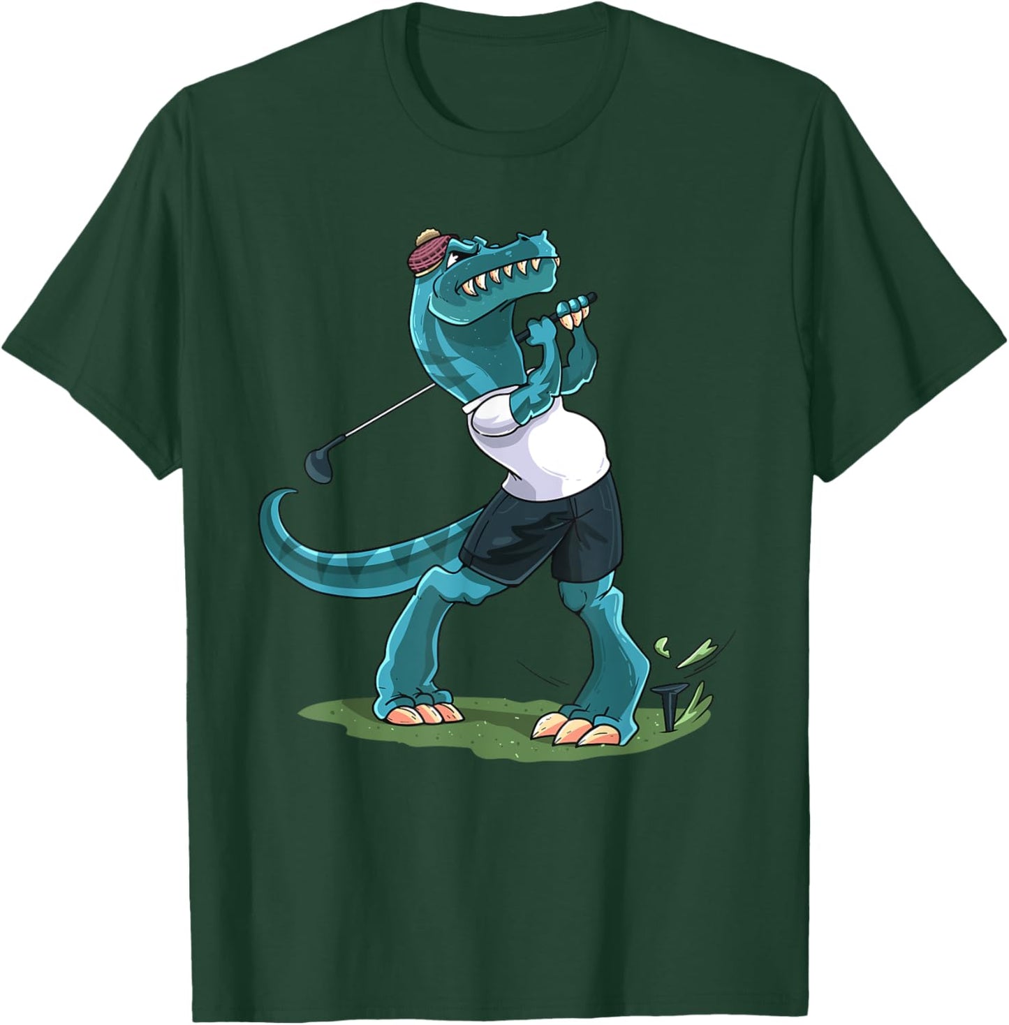 Funny Dino Playing Golf T-Rex Lover Golfer Kids Boys Girls T-Shirt - T-Shirt | Forest