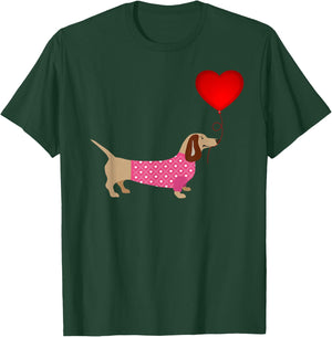 Valentines Weiner Daschund Doxie in Dog Dress T-Shirt - T-Shirt | Forest