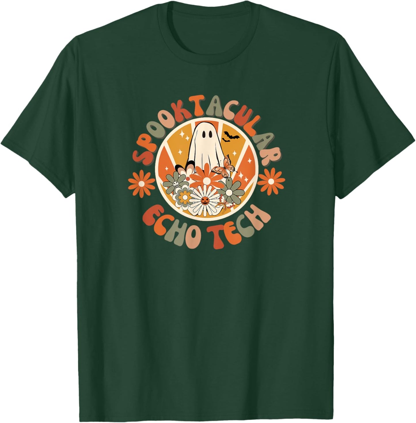 Spooktacular Echo Tech, Echocardiography Technologist Fall T-Shirt - T-Shirt | Forest