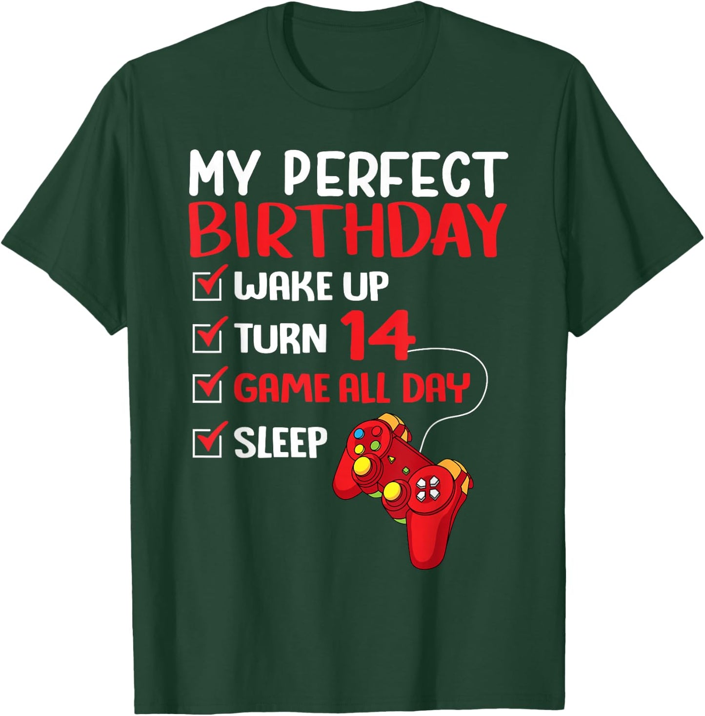 14. Perfect Birthday Player, the 14 Year Old T-Shirt - T-Shirt | Forest