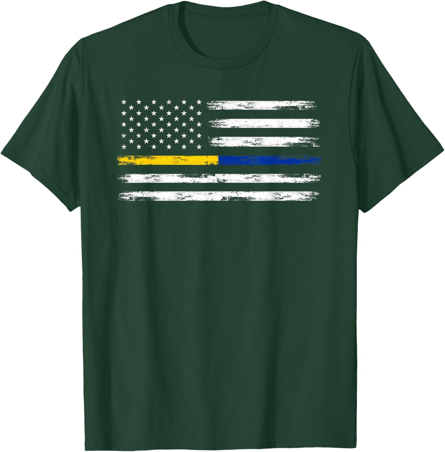 Gold Blue Line 911 Police Dispatcher First Responder T-Shirt - T-Shirt | Forest