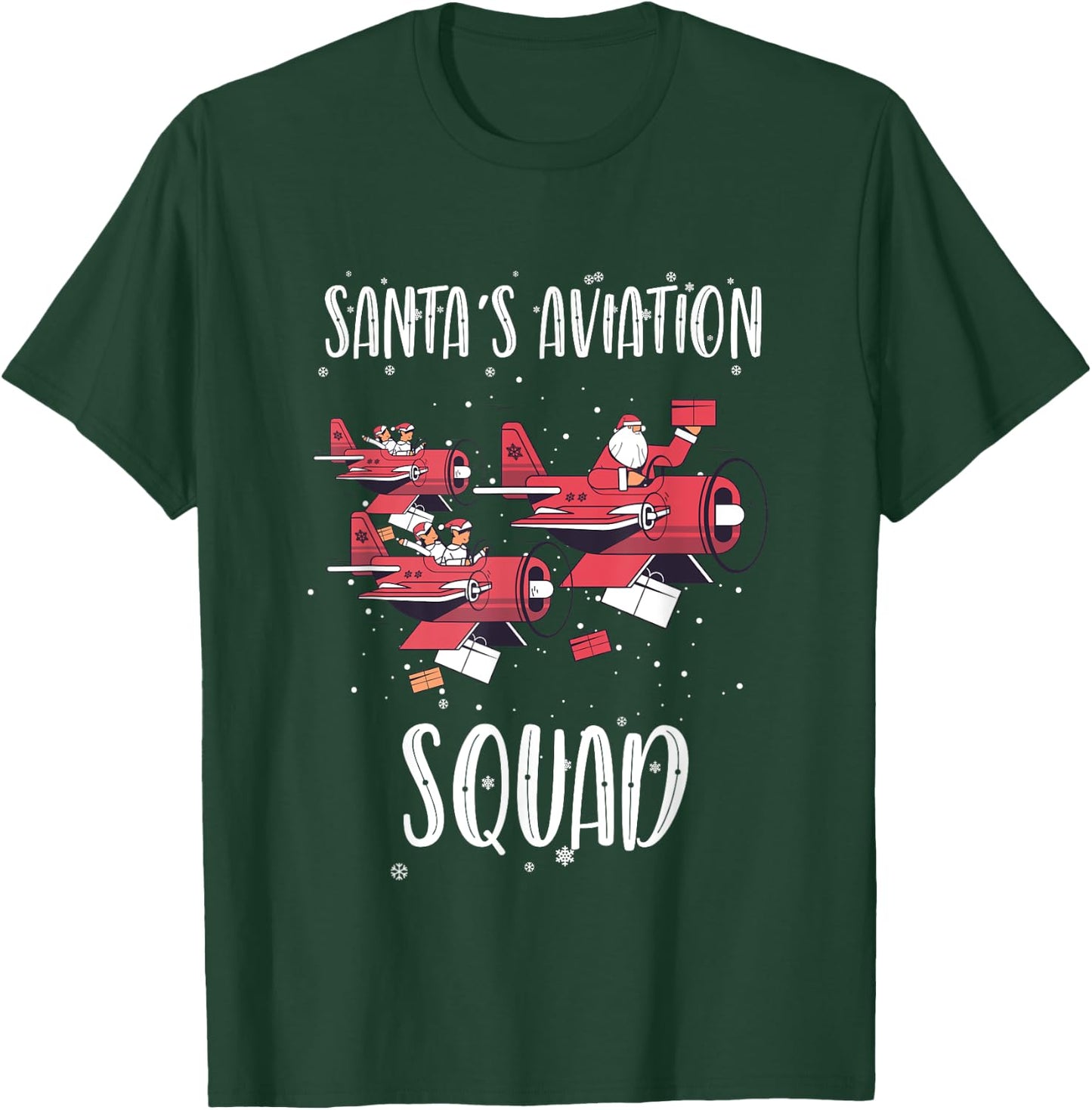 Aviation Technician Santa Pilot Holiday Christmas Airplane T-Shirt - T-Shirt | Forest