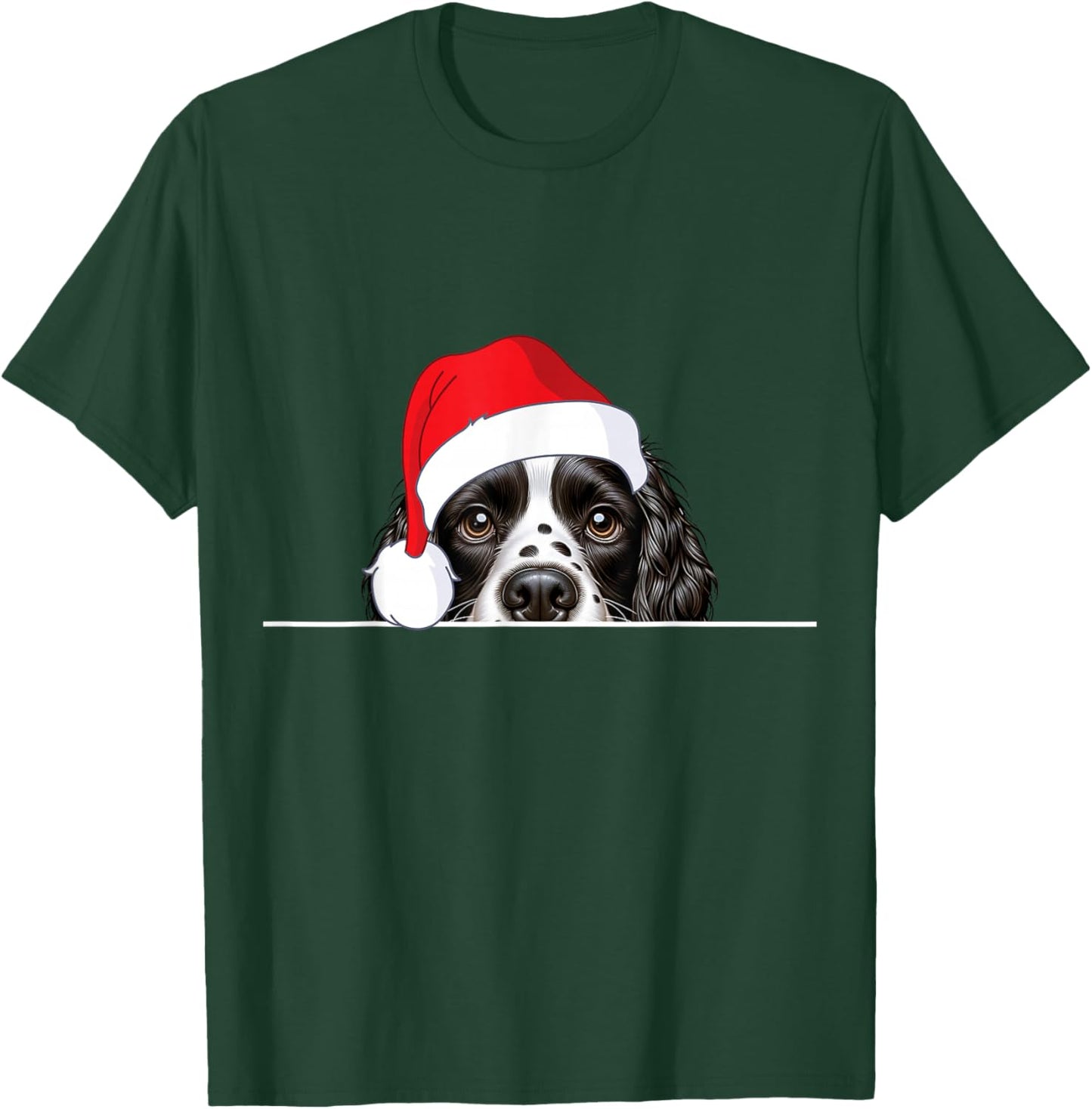 English Springer Spaniel Dog Lover Funny Santa Hat Christmas T-Shirt - T-Shirt | Forest