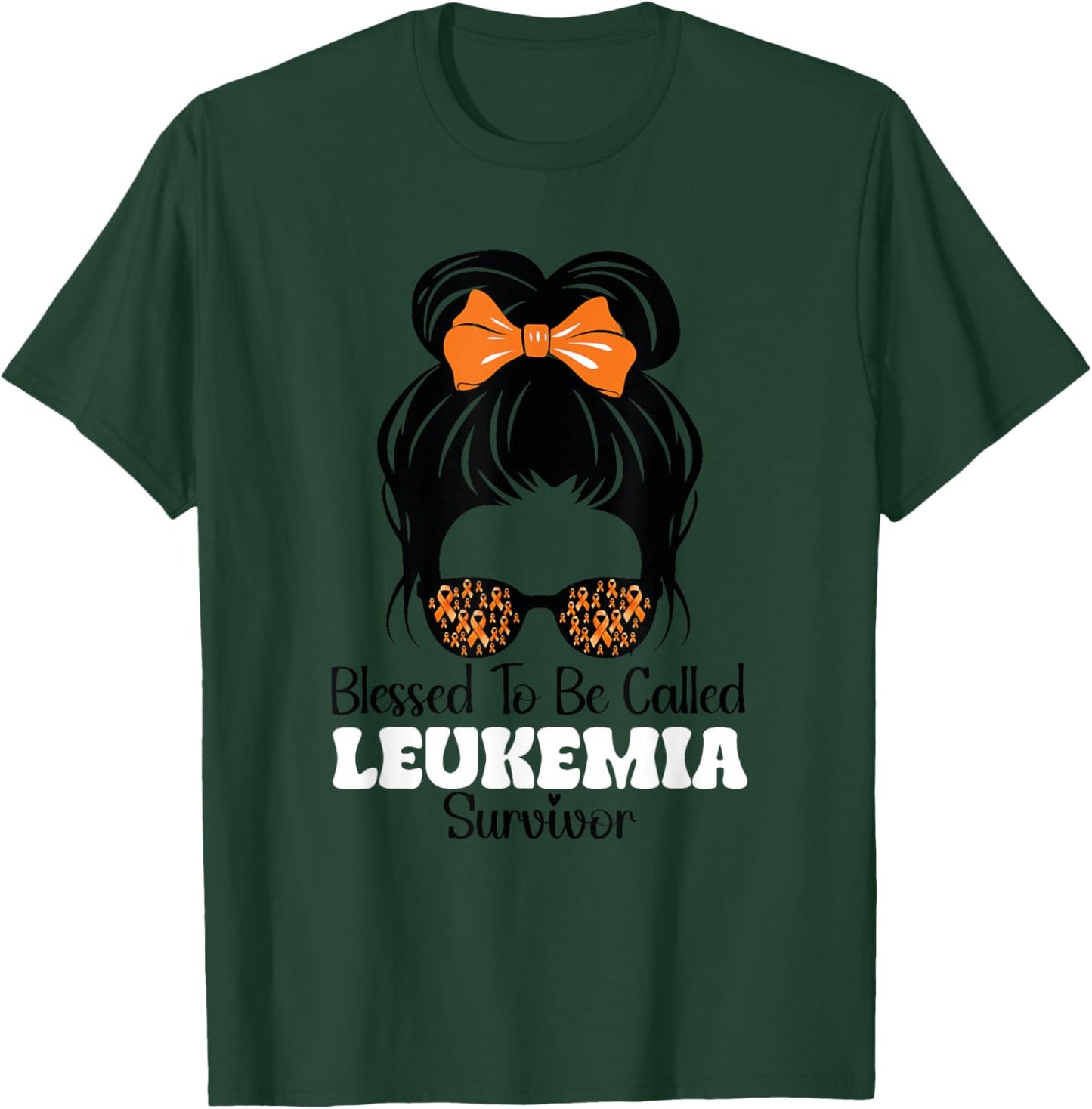Blessed to Be Called Leukemia Survivor Orange Ribbon Bow T-Shirt - T-Shirt | Forest