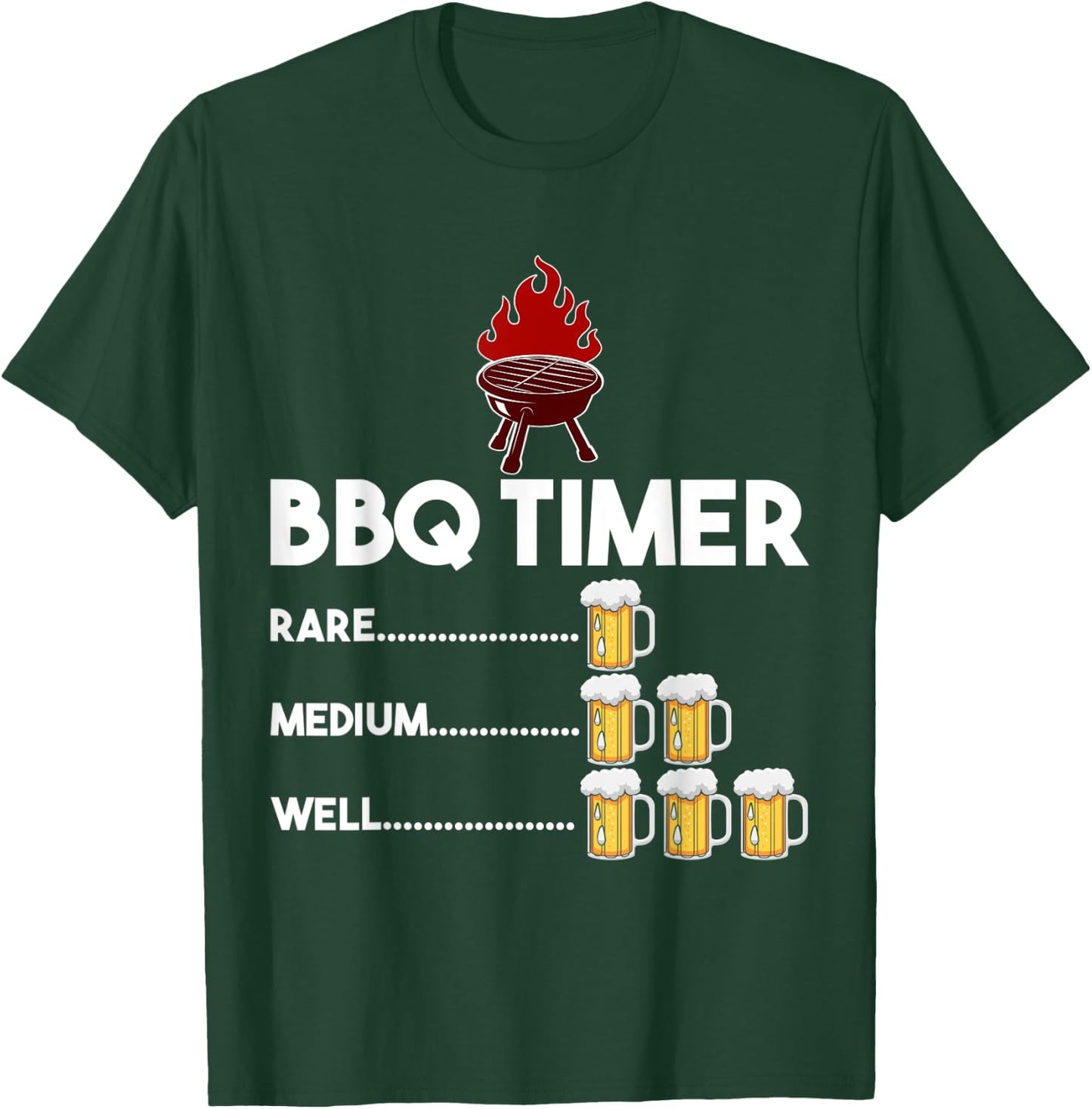 Rare Medium Well Funny BBQ Timer Beer Gift Barbecue T-Shirt - T-Shirt | Forest