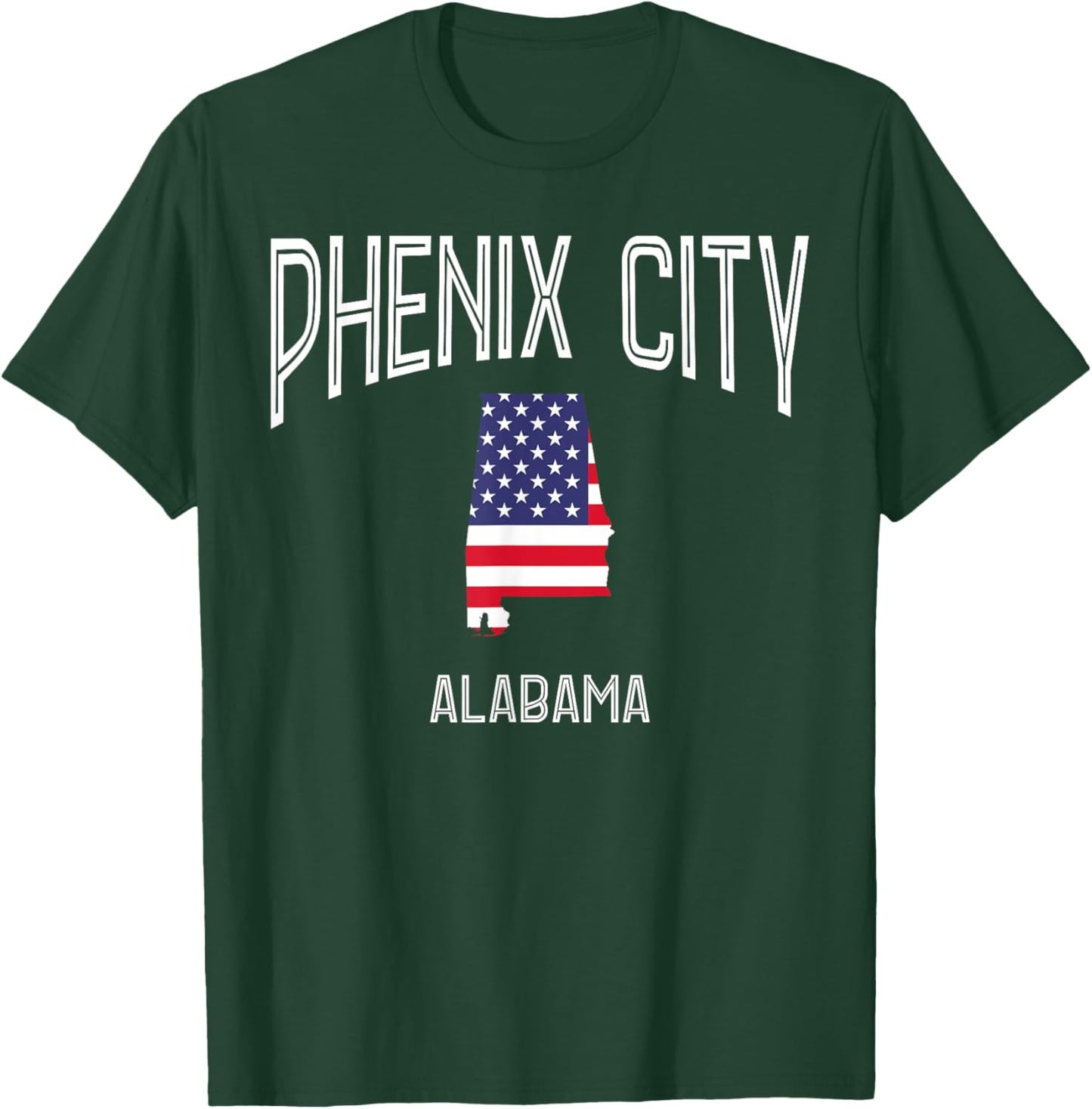 Phenix City Alabama AL Throwback Vintage USA Flag T-Shirt - T-Shirt | Forest