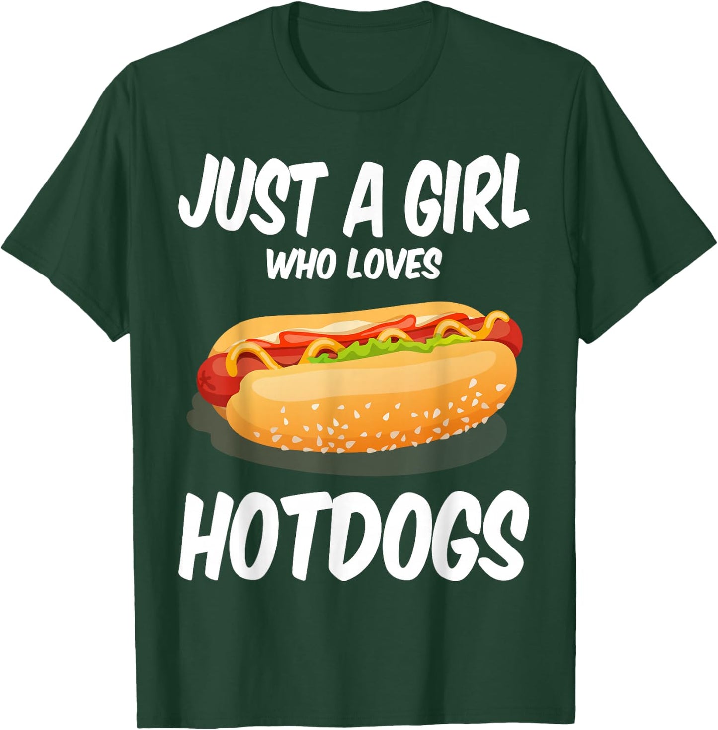 Just a Girl Who Loves Hotdogs Cuts Hot Dog Birthday Girls T-Shirt - T-Shirt | Forest