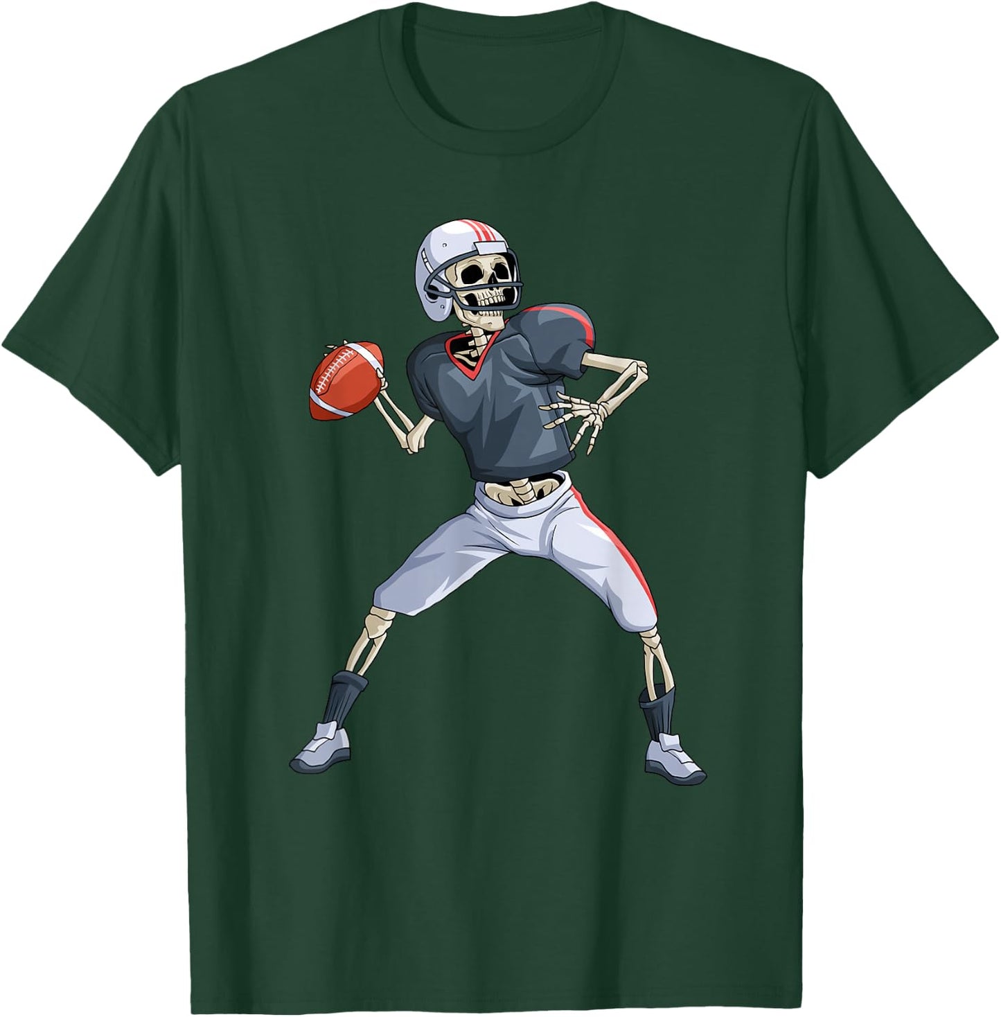 American Football Skeleton Quarterback Halloween Football T-Shirt - T-Shirt | Forest