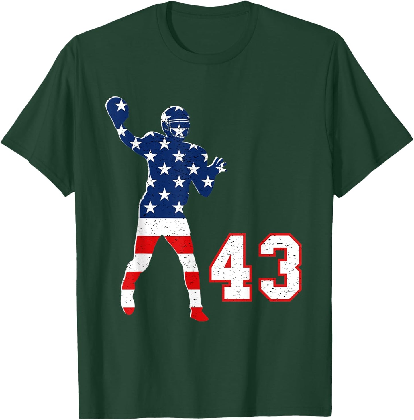 Football number 43 with American USA flag T-Shirt - T-Shirt | Forest