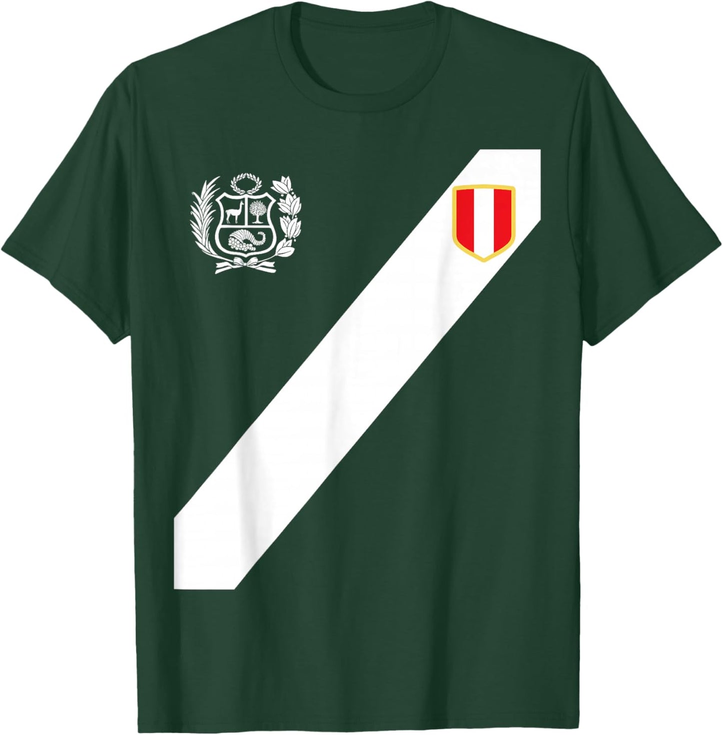Peru Red Shirt Peruvian Flag Escudo Retro Soccer Peru T-Shirt - T-Shirt | Forest