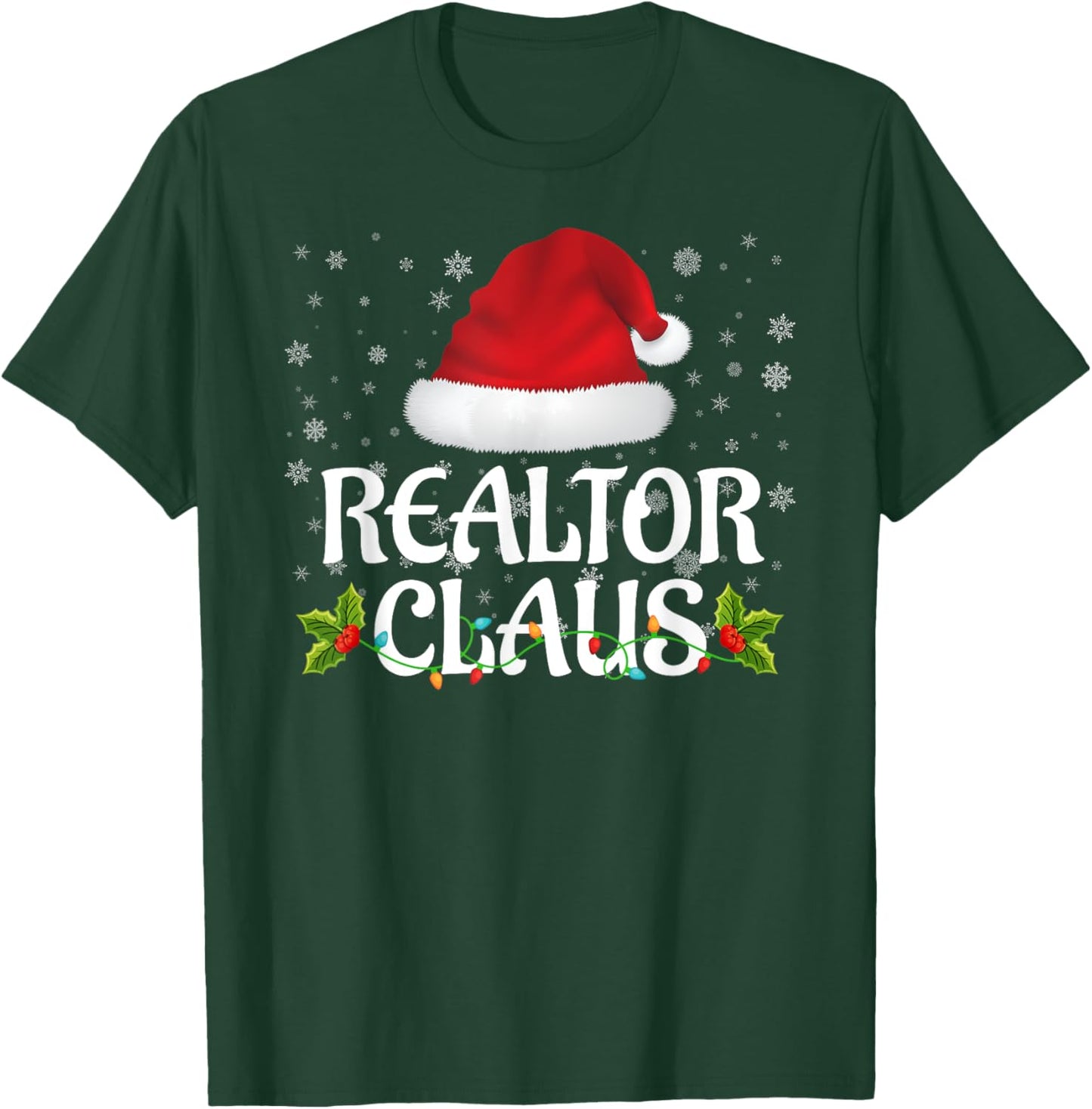 Realtor Claus Christmas Lights Santa Pajama Family Matching T-Shirt - T-Shirt | Forest