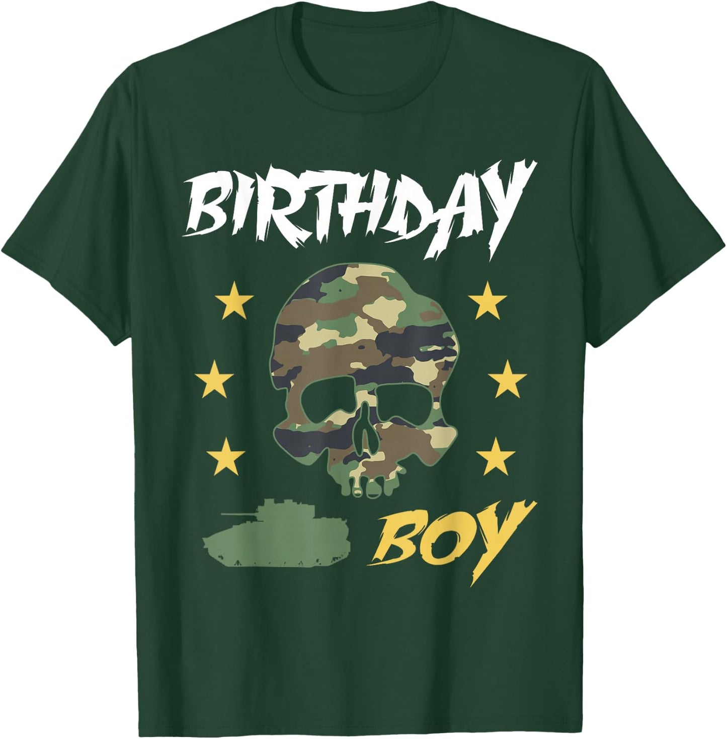 Tank Birthday Boy Army - Camouflage Skull Military Tank Boys T-Shirt - T-Shirt | Forest