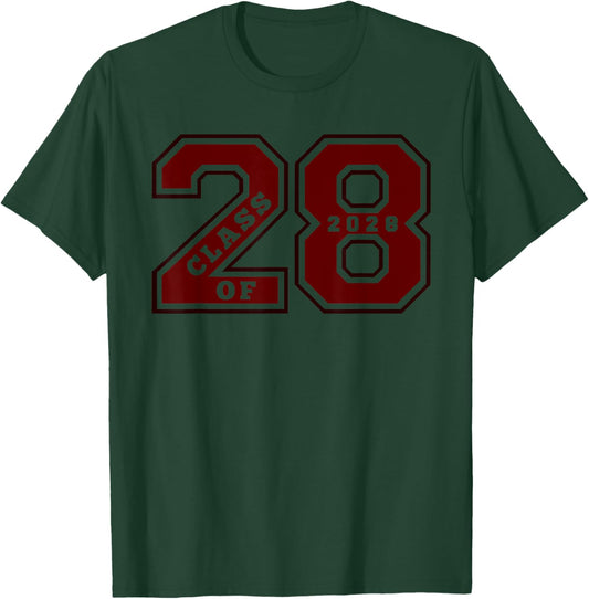 Class of 2028 - Maroon Letterman Style Class of 28 Swag 1 T-Shirt - T-Shirt | Forest