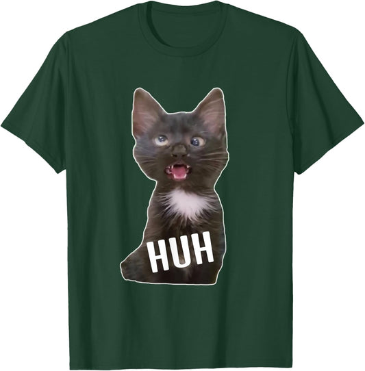 Funny Cross Eyed Cat Meme Huh Funny Cat T-Shirt - T-Shirt | Forest