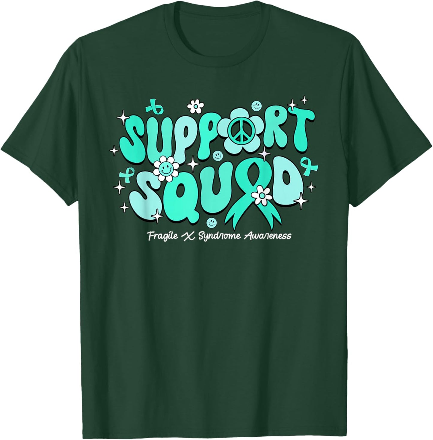 Groovy Support Squad Fragile X Syndrome Awareness Gifts T-Shirt - T-Shirt | Forest