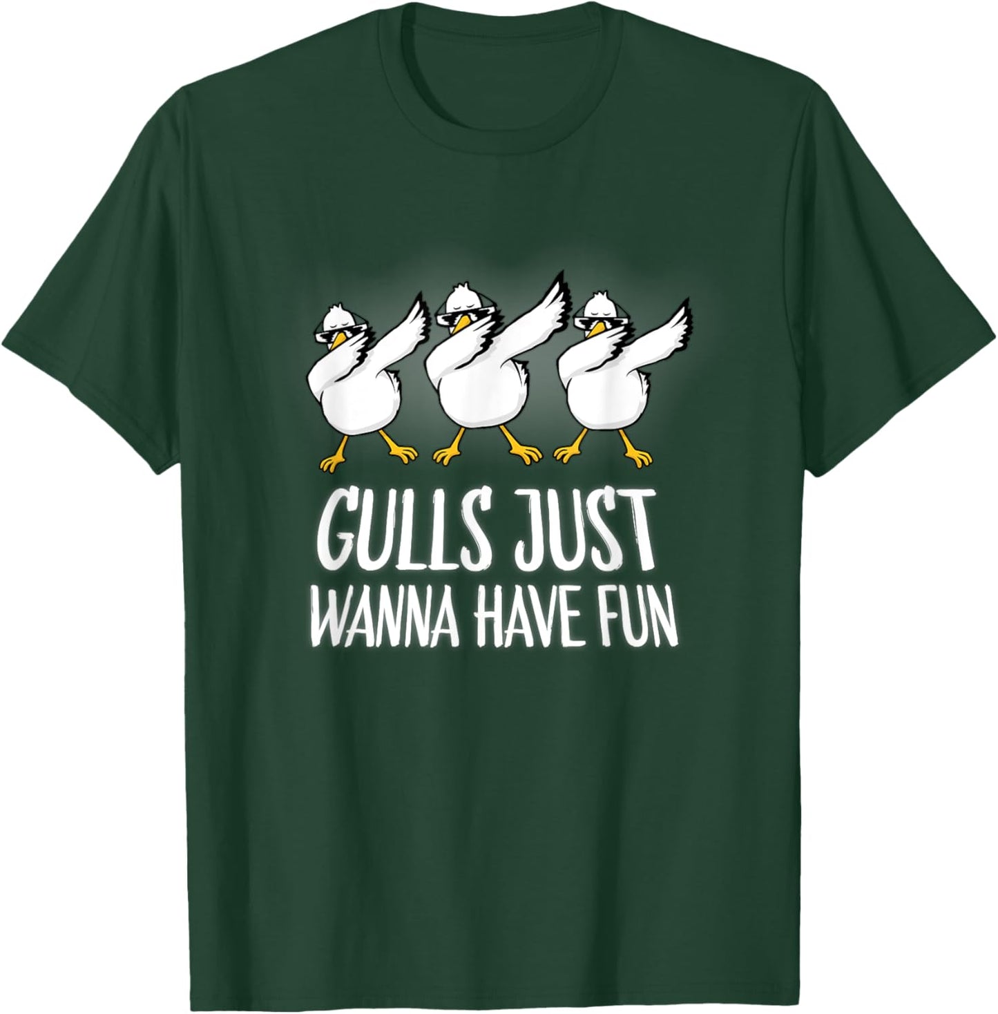 Gulls Just Wanna Have Fun Wordplay Seagull Dabbing Dab Dance T-Shirt - T-Shirt | Forest