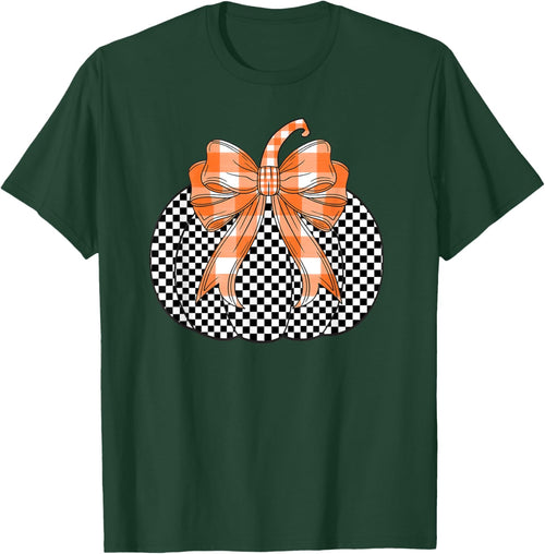 Checkered Flag Pumpkin Bow black & White For Halloween