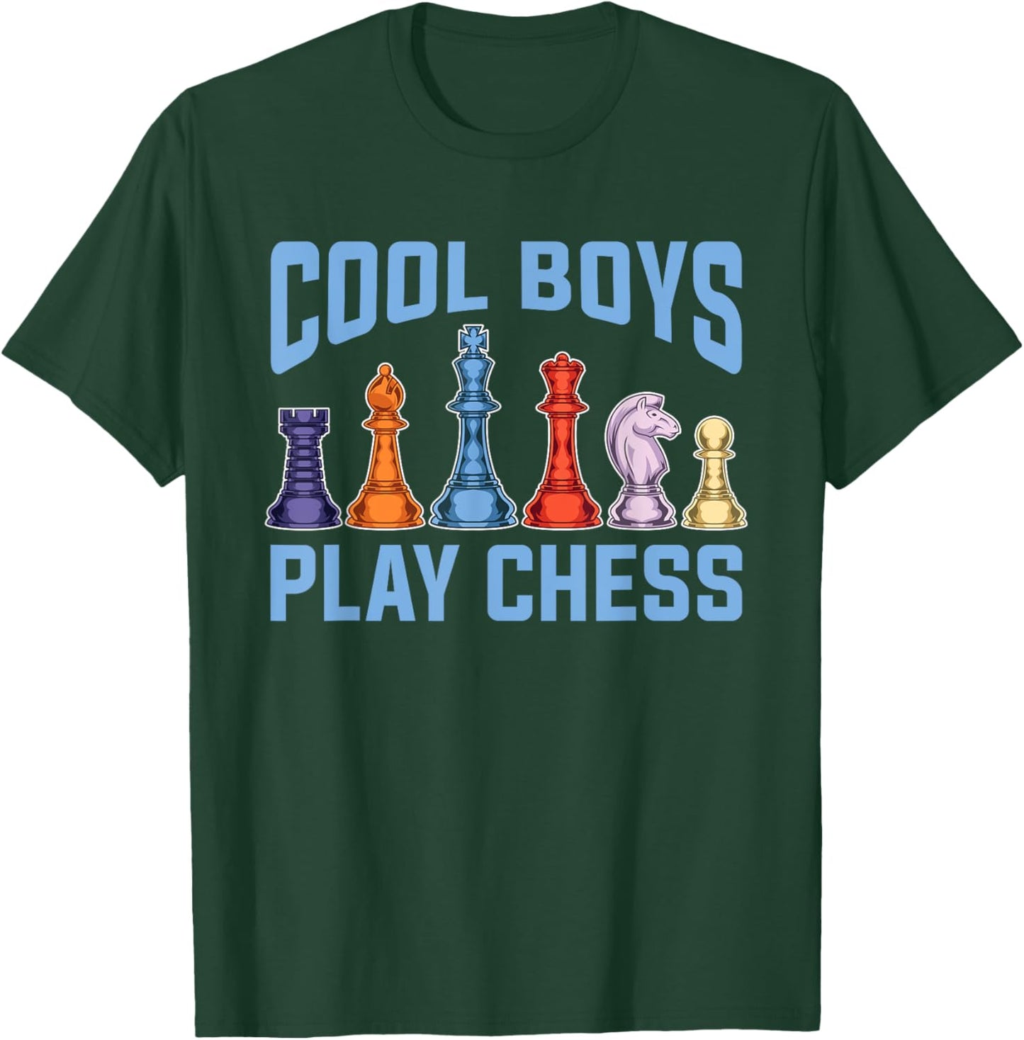 Farbenfrohe Schachfiguren Schachspieler Jungen Schach T-Shirt - T-Shirt | Forest