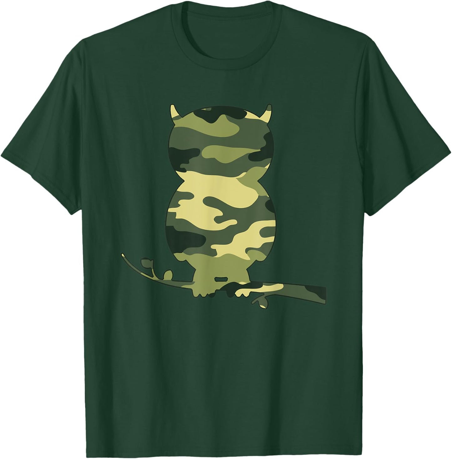 Military Owl Camo Men Print US Bird Owlet Veteran Gift T-Shirt - T-Shirt | Forest