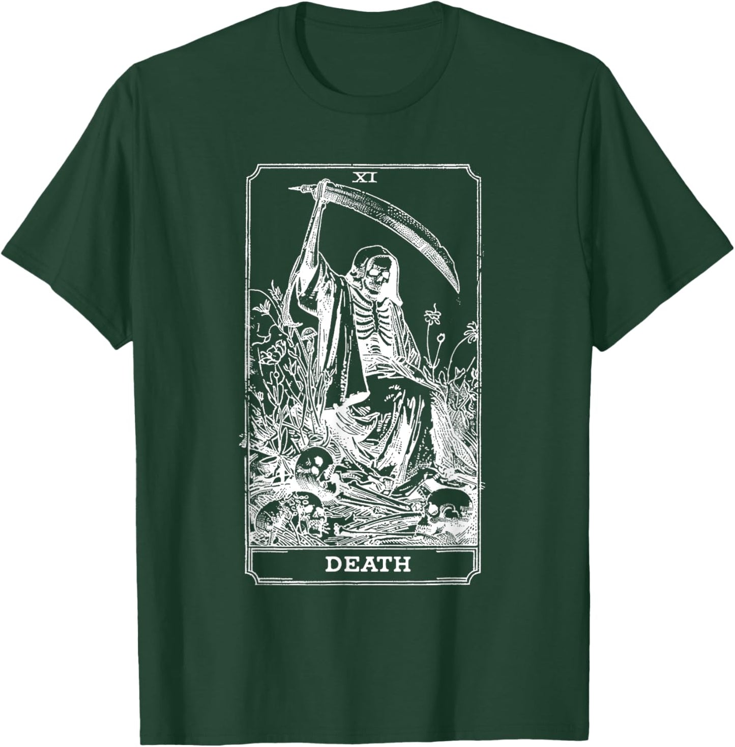 Death Tarot Card Skull Vintage Dead Reaper Grim Black Gothic T-Shirt - T-Shirt | Forest