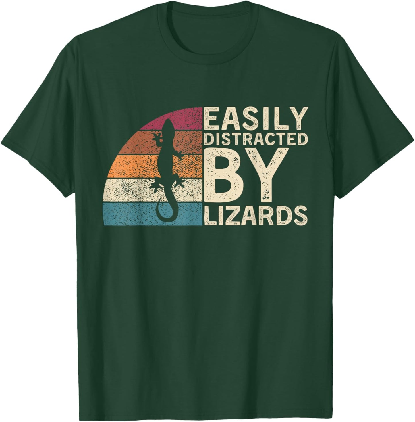 Retro Vintage Easily Distracted By Lizards Reptile Funny T-Shirt - T-Shirt | Forest