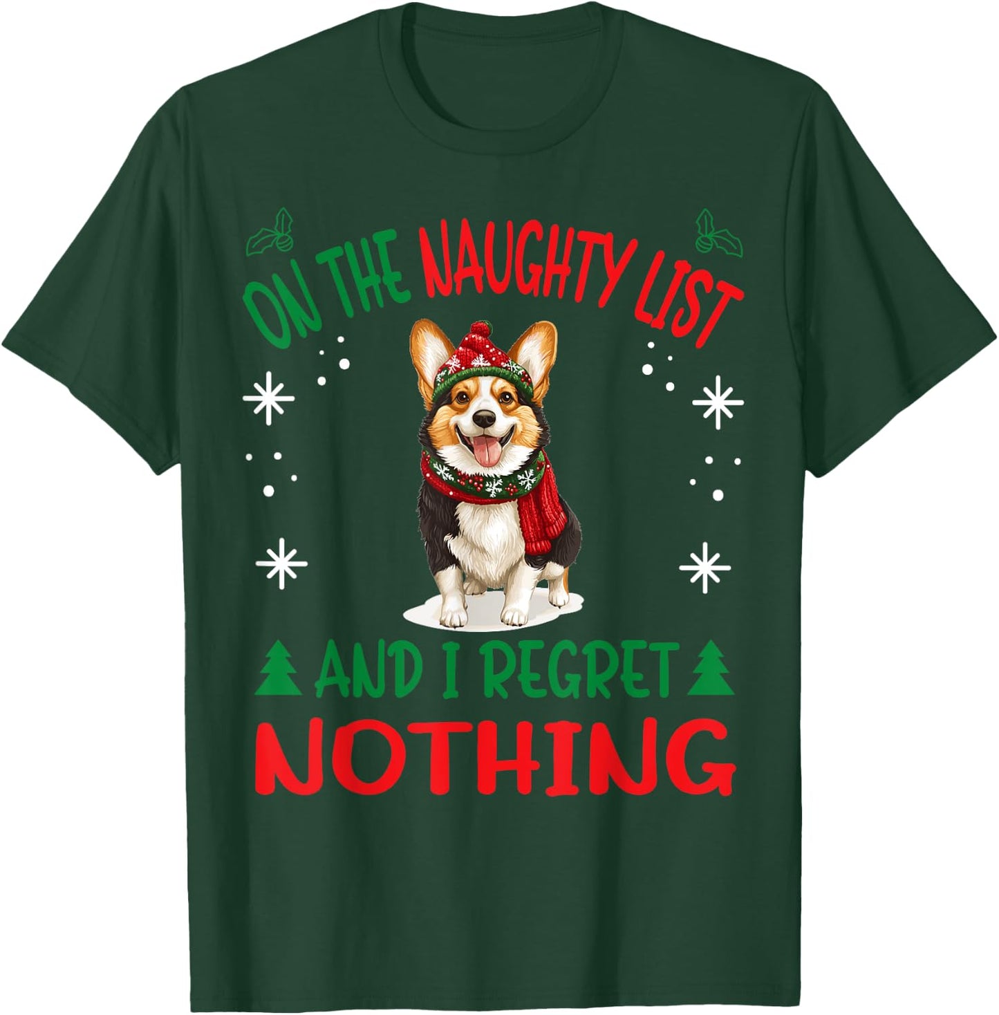Cute Cardigan Welsh Corgi Dog Christmas On The Naughty List Women T-Shirt - T-Shirt | Forest