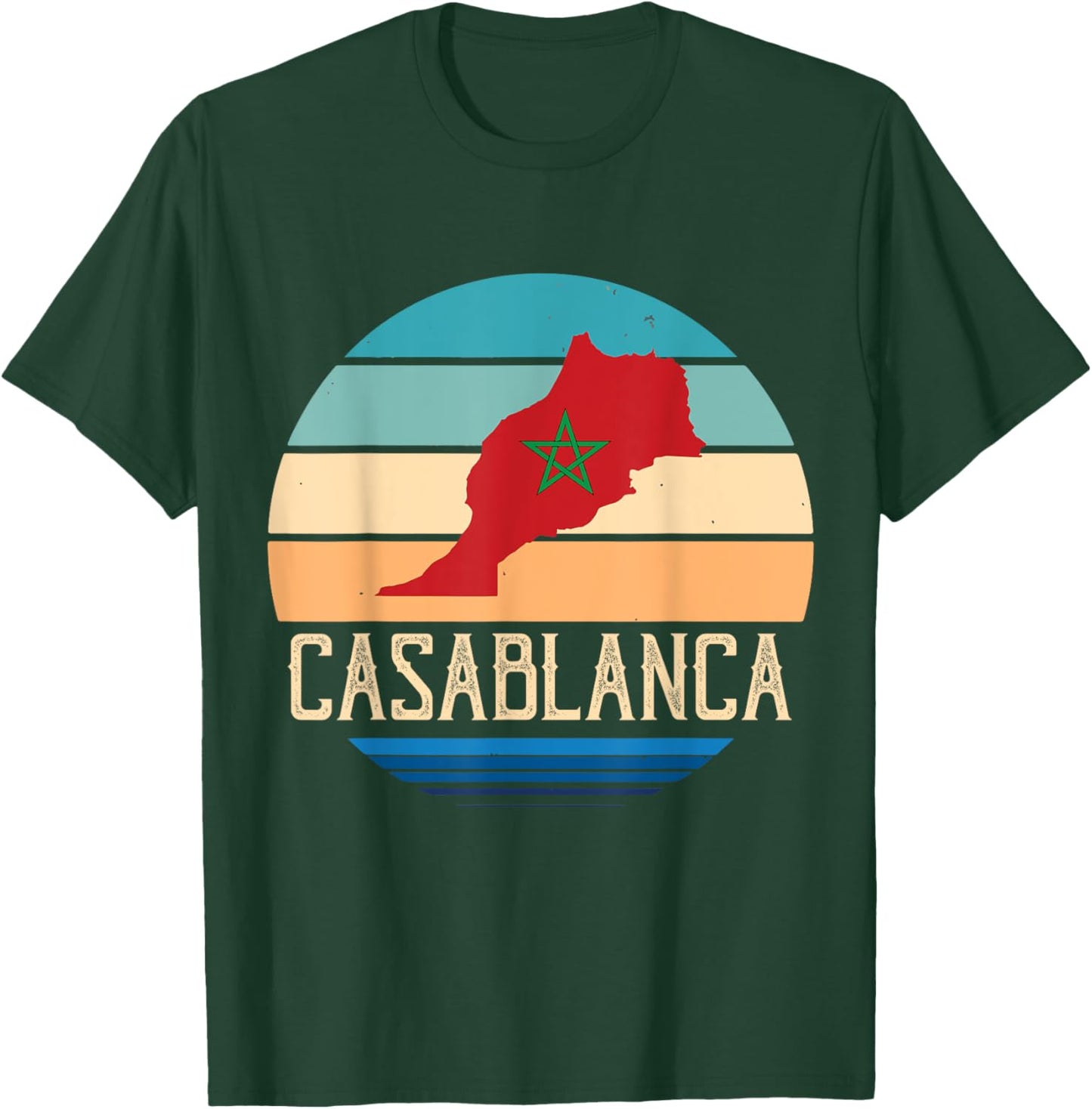 Casablanca Map Morocco Africa Port City Moroccan Homeland T-Shirt - T-Shirt | Forest