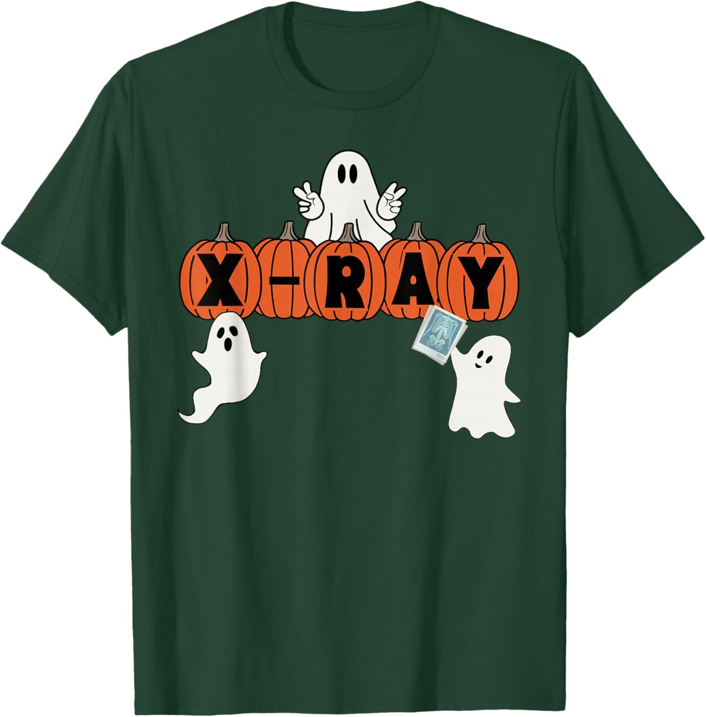 Funny X-Ray Tech Halloween Pumpkins Ghost Radiology Tech T-Shirt - T-Shirt | Forest