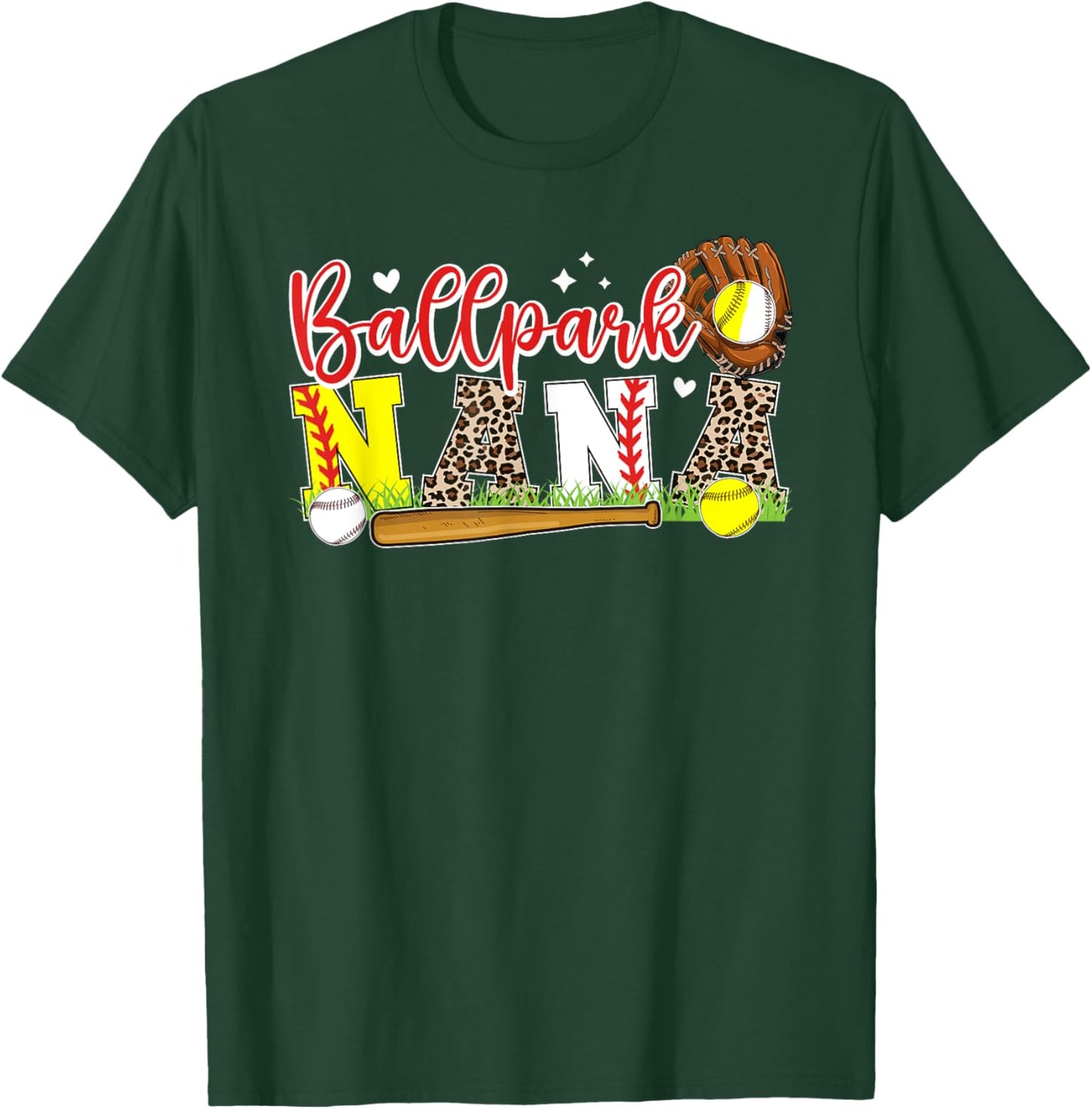 Ballpark Nana Softball Baseball Nana Of Ballers T-Shirt - T-Shirt | Forest