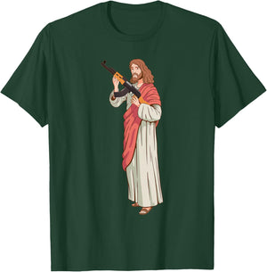 Jesus with Ak47 assault rifle. T-Shirt - T-Shirt | Forest