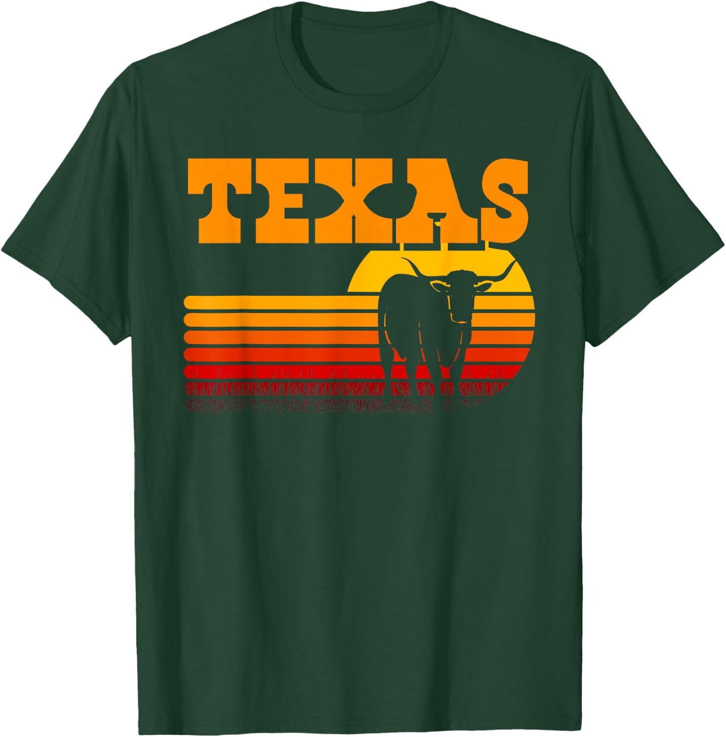 Texas Longhorn Shirts Vintage Retro Sunset Texas T-Shirt - T-Shirt | Forest