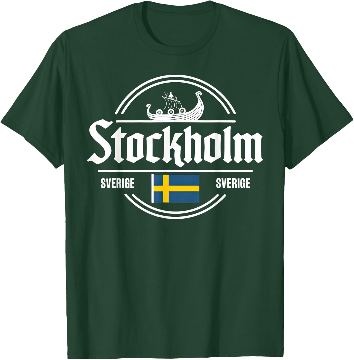 Stockholm Sverige Sweden City Viking Flag T-Shirt - T-Shirt | Forest